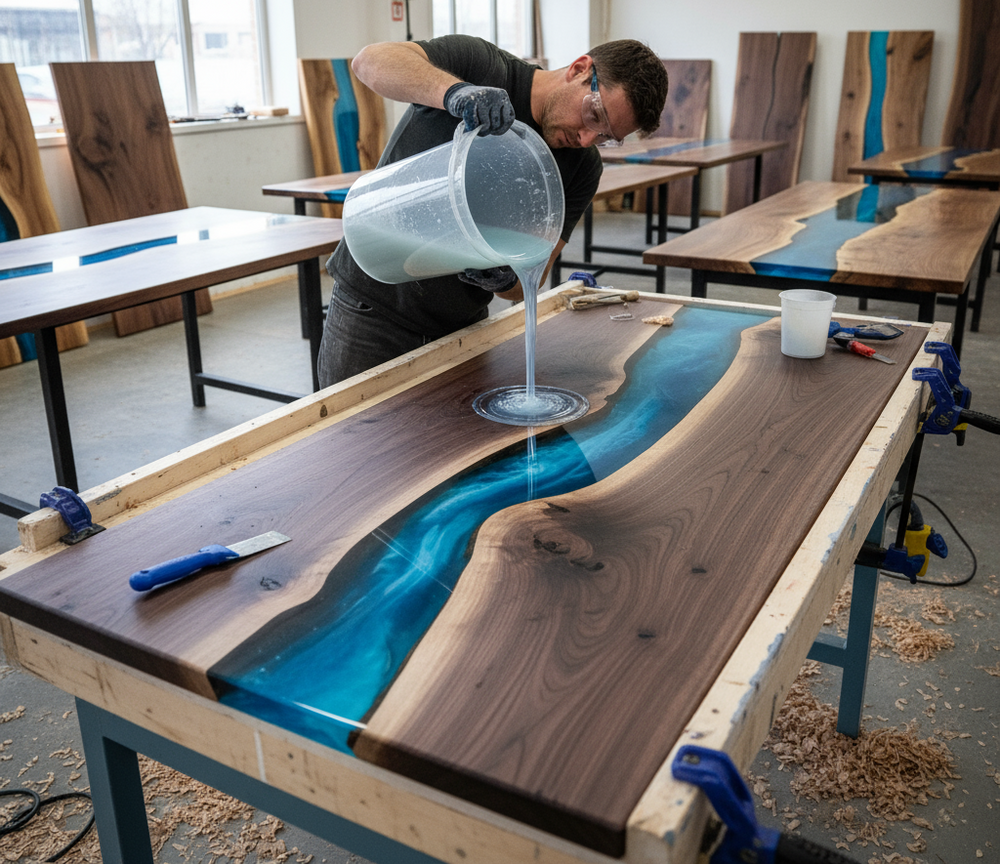 How Epoxy Resin Tables Are Made: Step-by-Step Process – Crystawood
