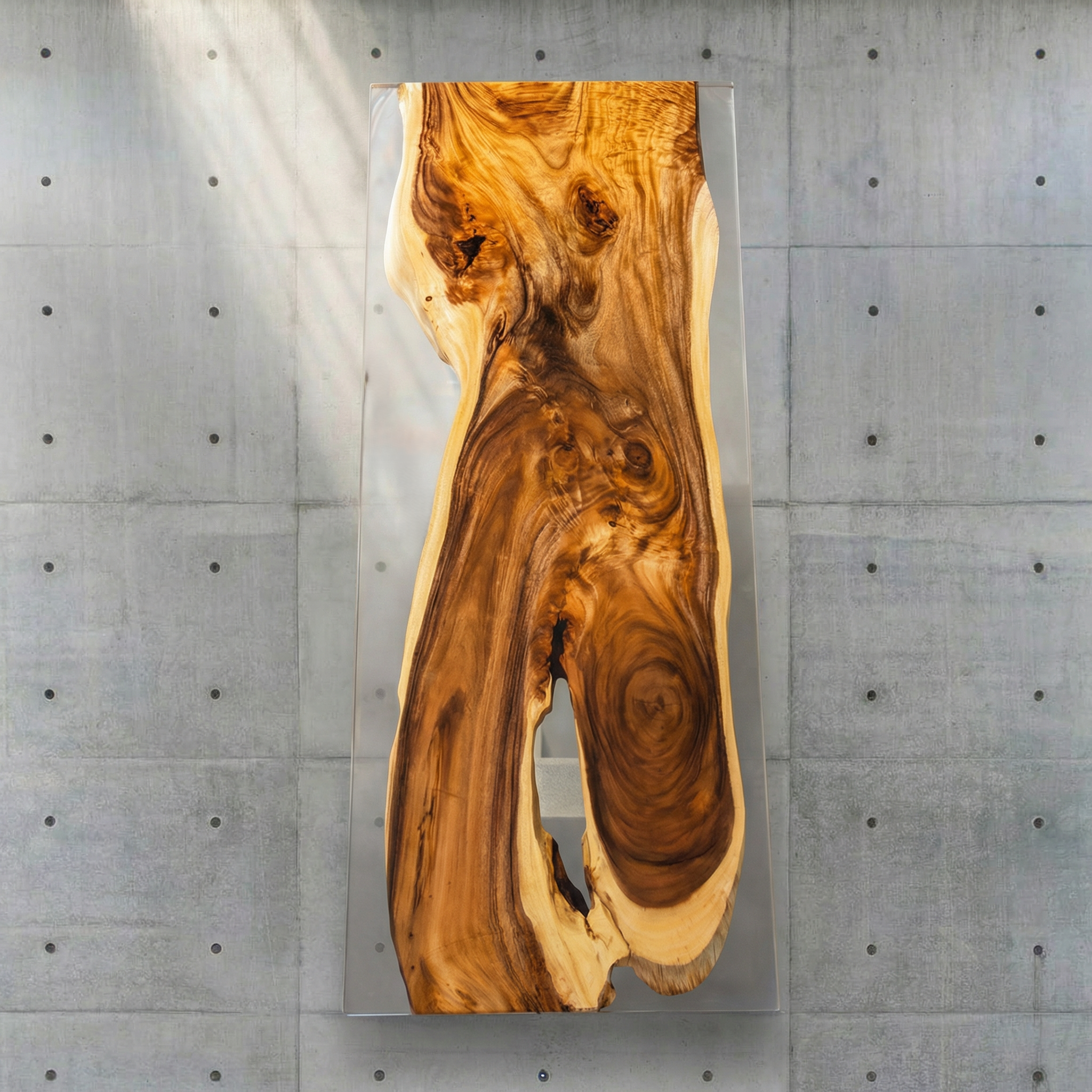 Crystawood Suar Wood Epoxy Resin Table - 98.4x39.4x2.0"