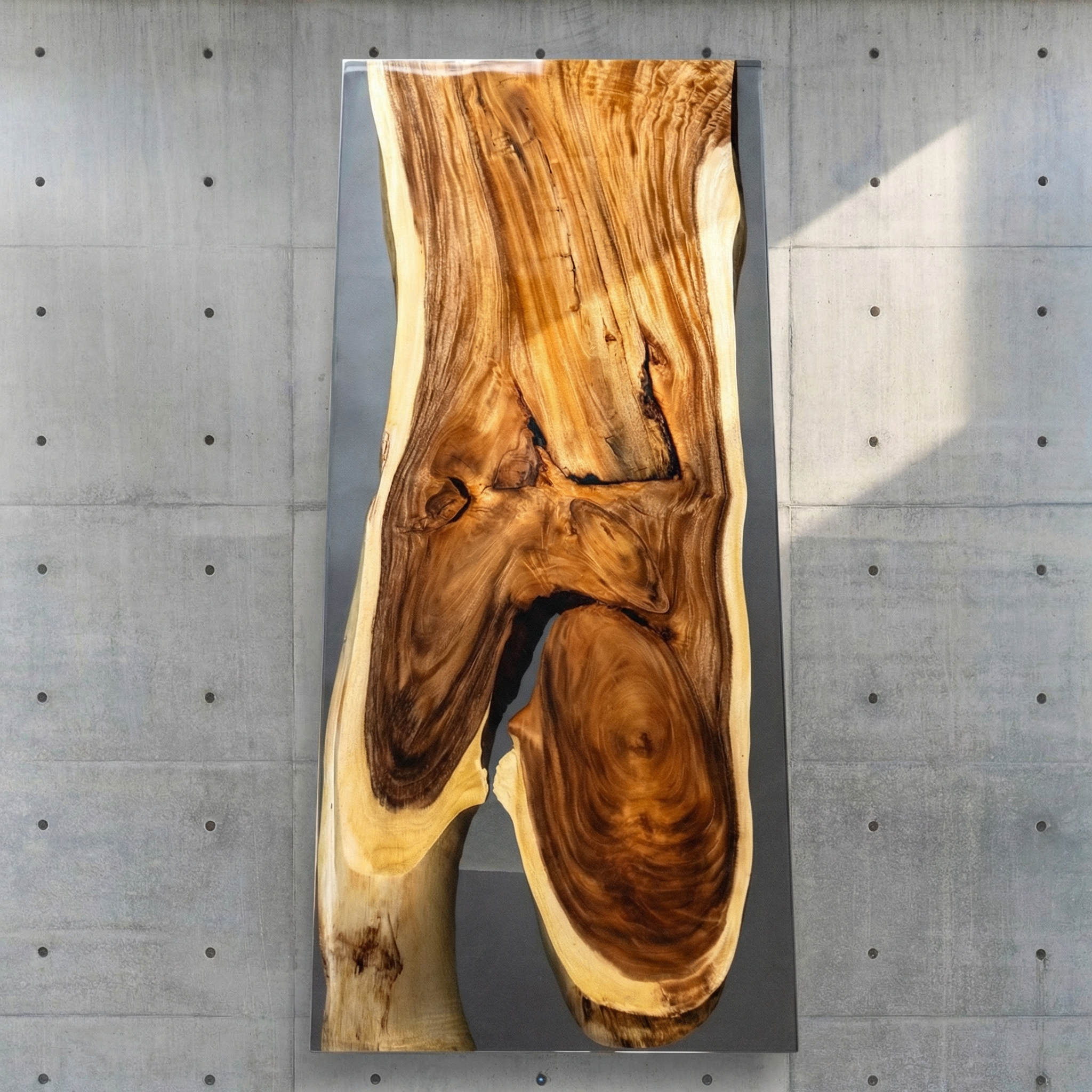 Crystawood Suar Wood Epoxy Resin Table - 90.6x35.4x2.0"