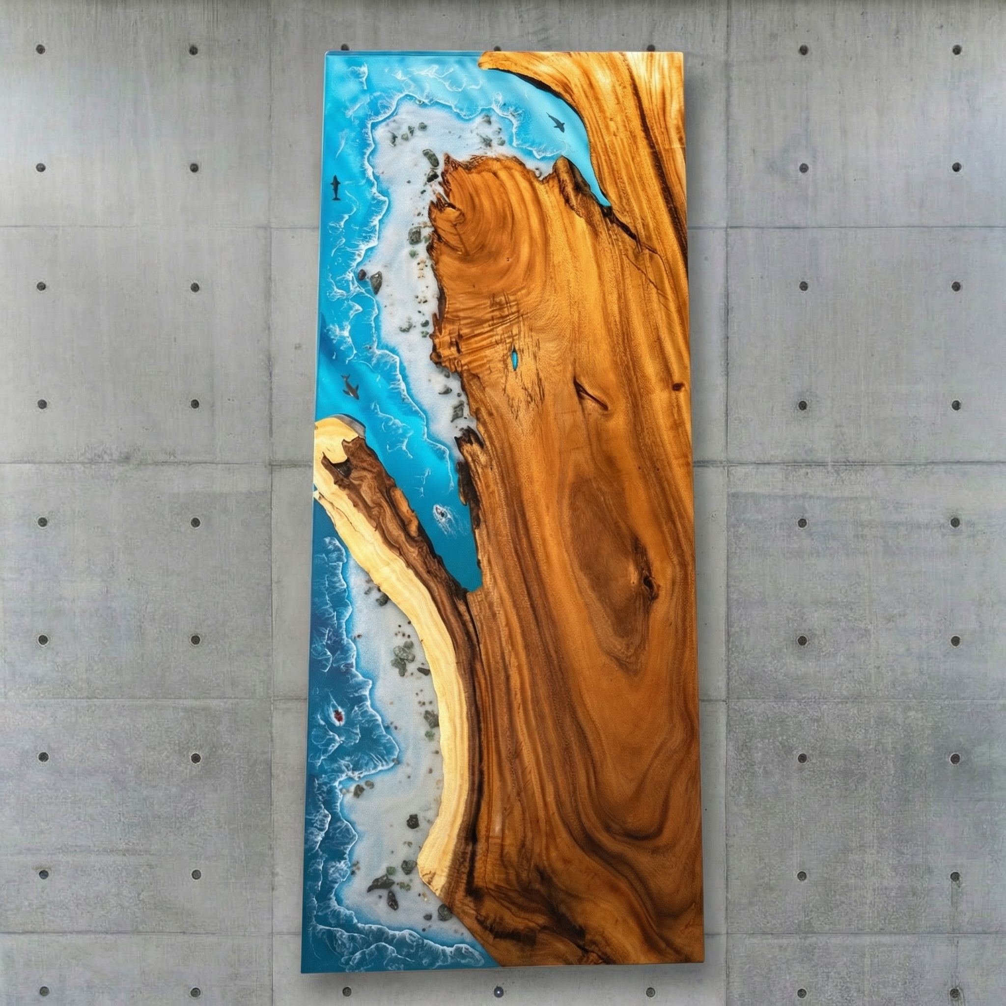 Crystawood Suar Wood Epoxy Resin Table - 110.2x39.4x1.8"