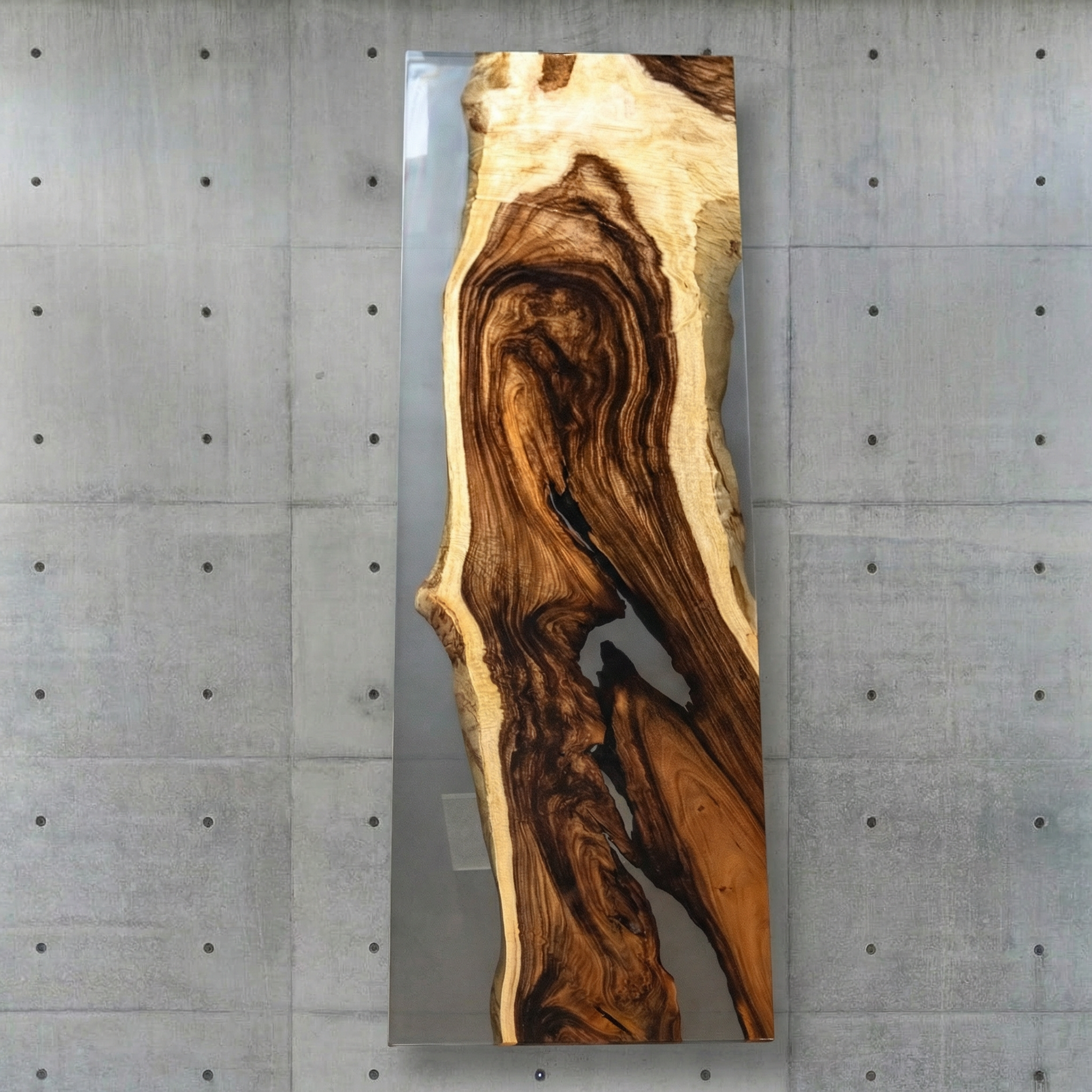 Crystawood Suar Wood Epoxy Resin Table - 157.5x39.4x2.2"