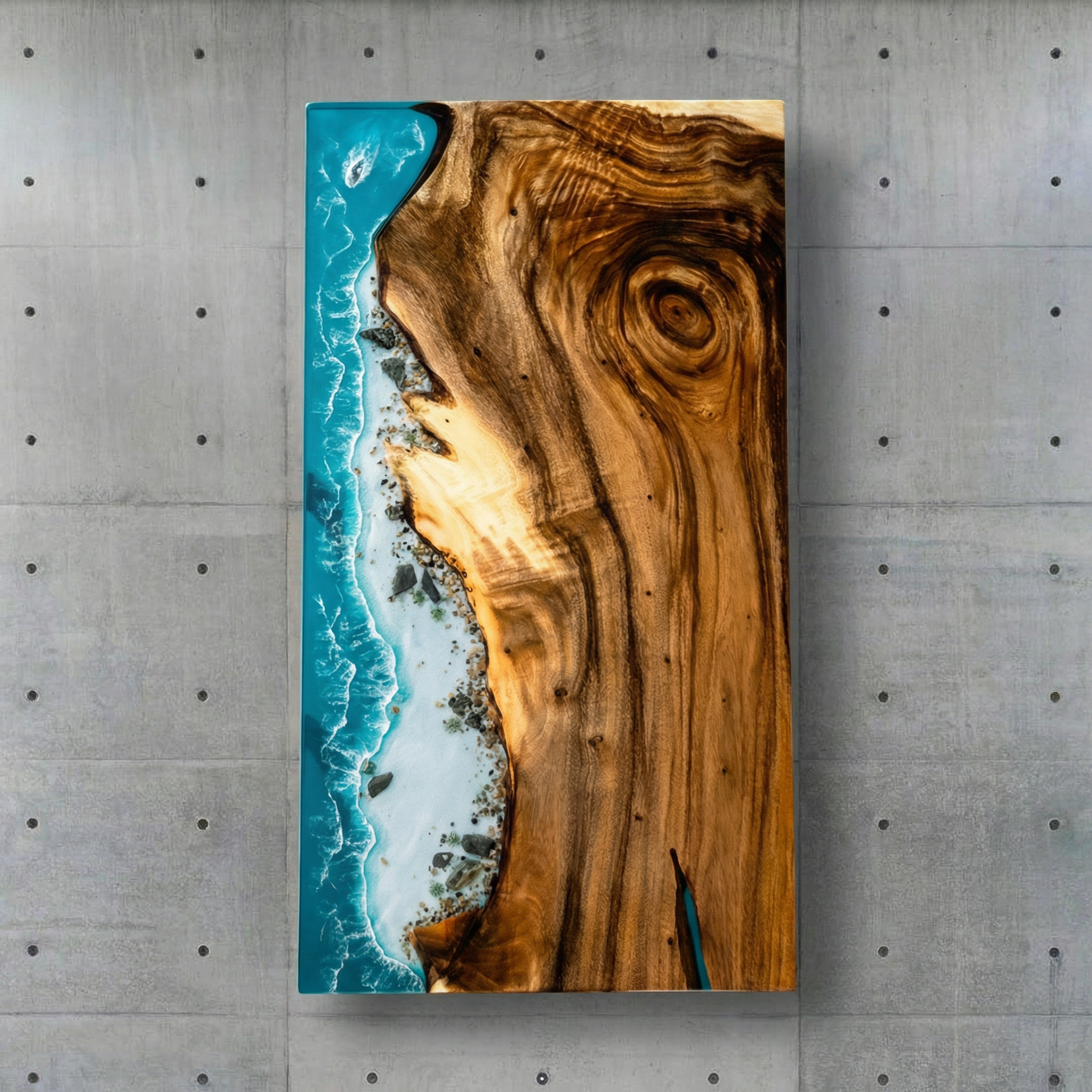 Crystawood Suar Wood Epoxy Resin Table - 70.9x35.4x2.0"