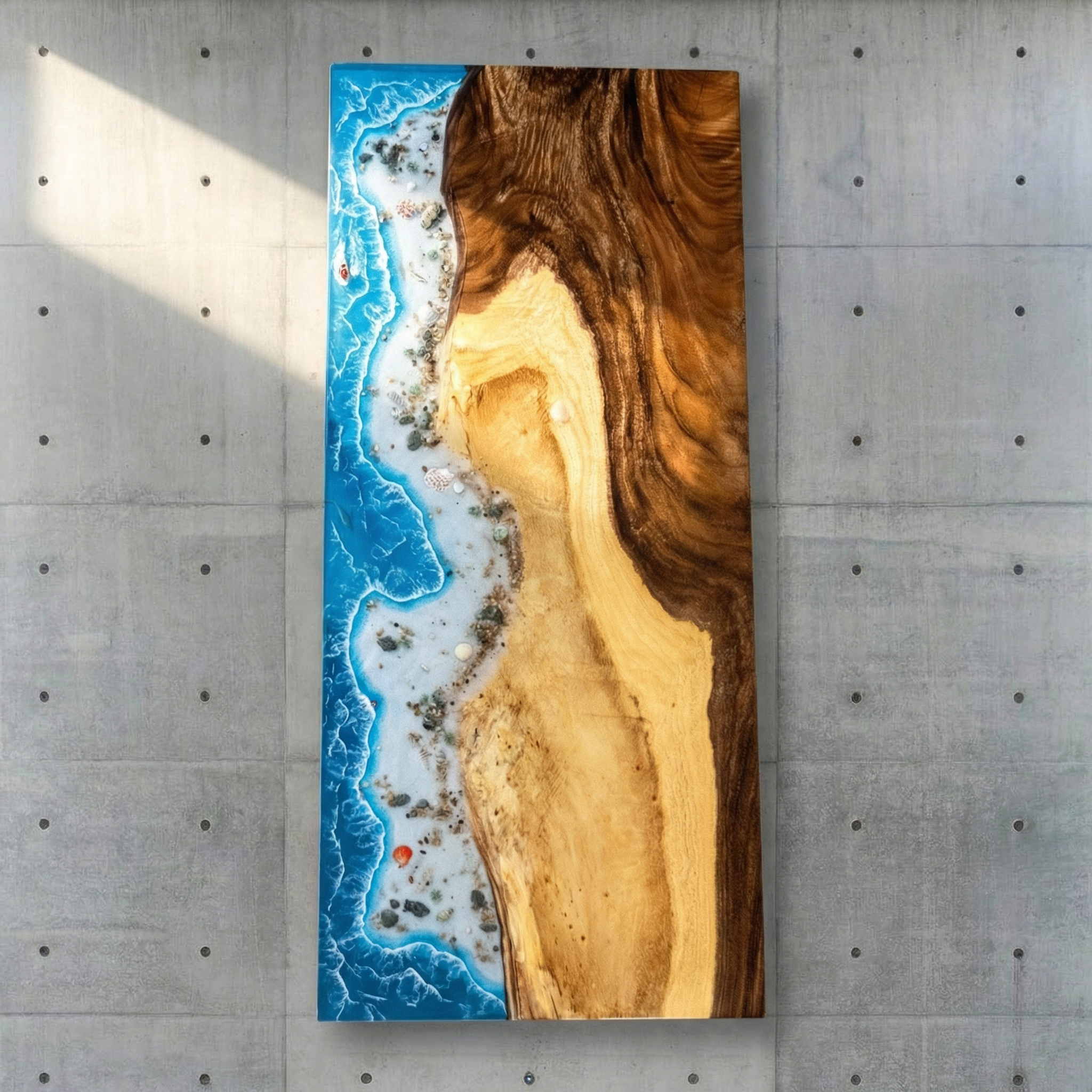 Crystawood Suar Wood Epoxy Resin Table - 86.6x34.6x2.0"