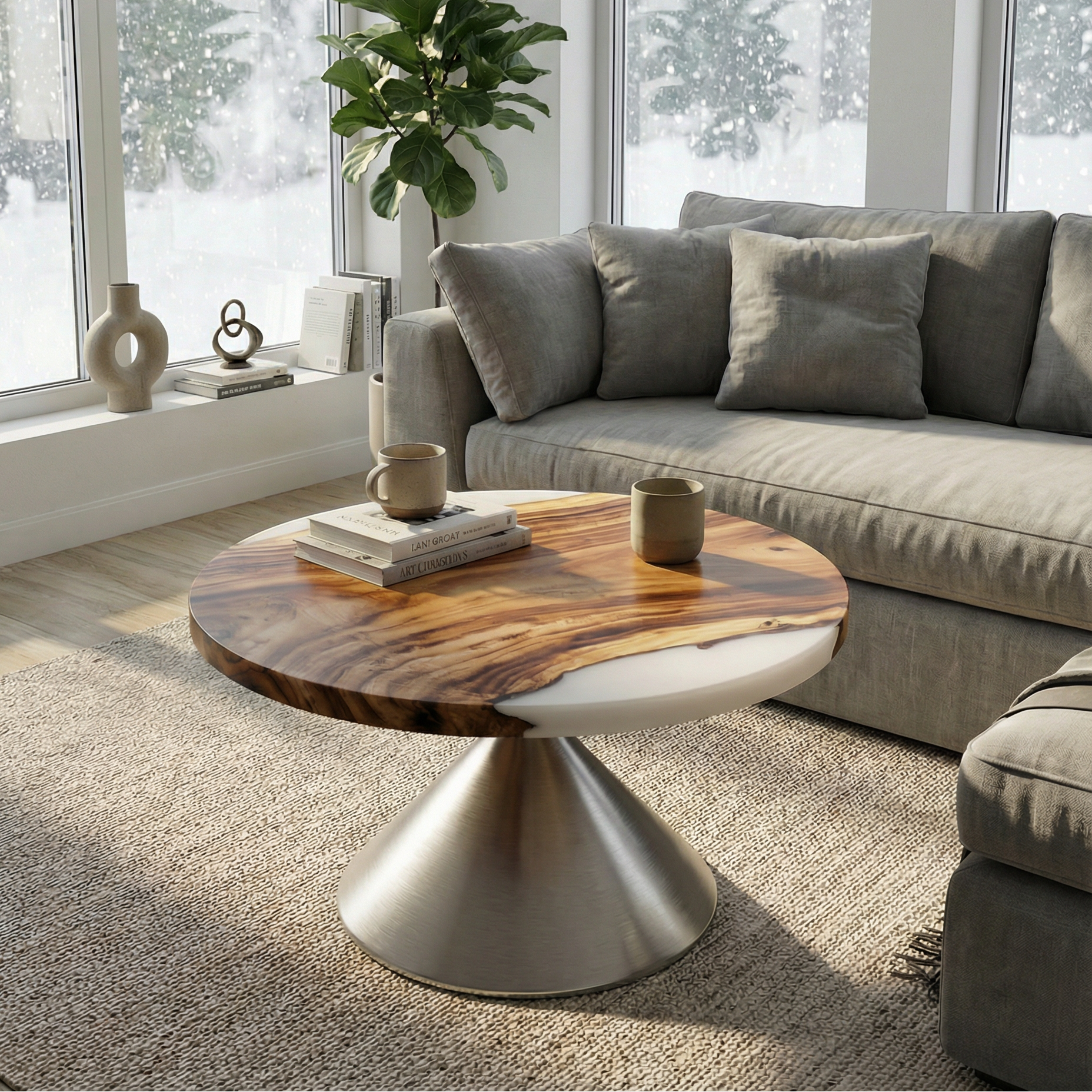 Suar Wood Resin Coffee Table
