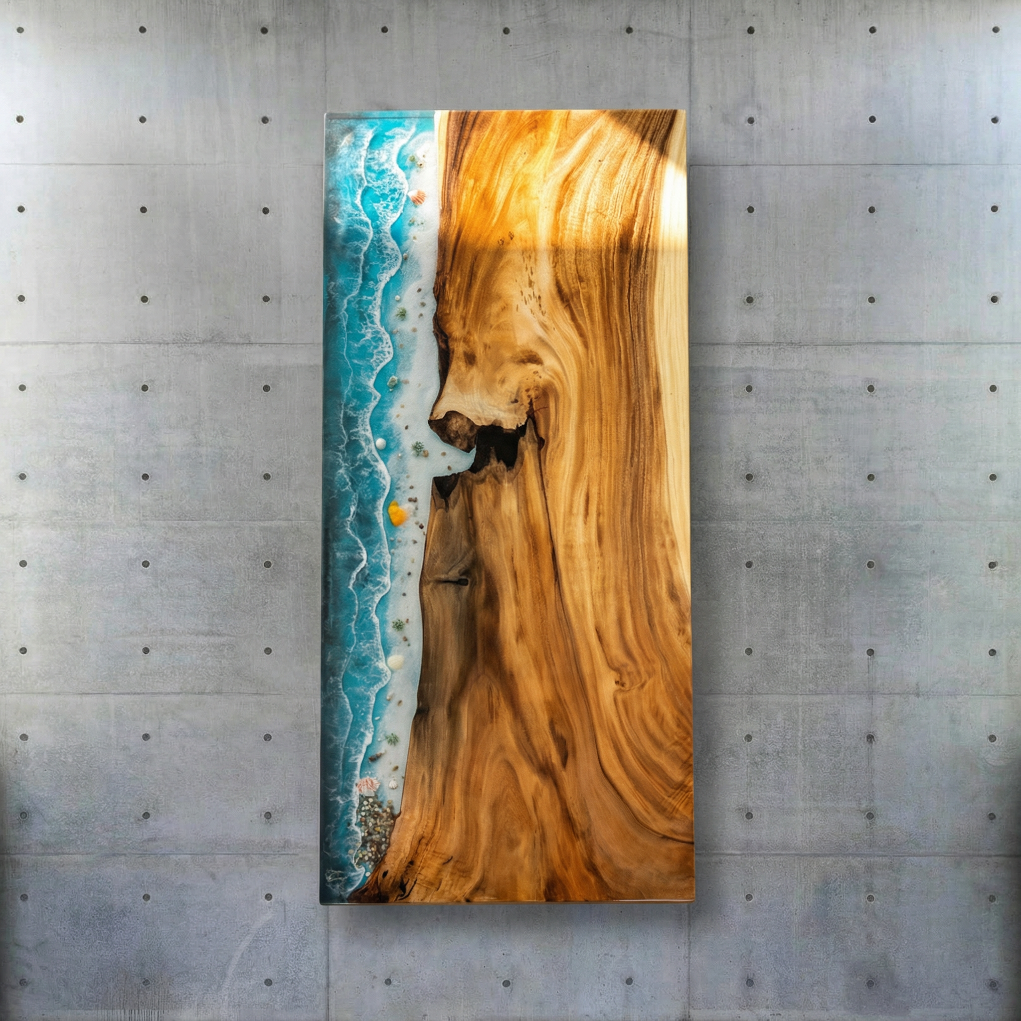 Crystawood Suar Wood Epoxy Resin Table - 70.9x31.5x2.2"