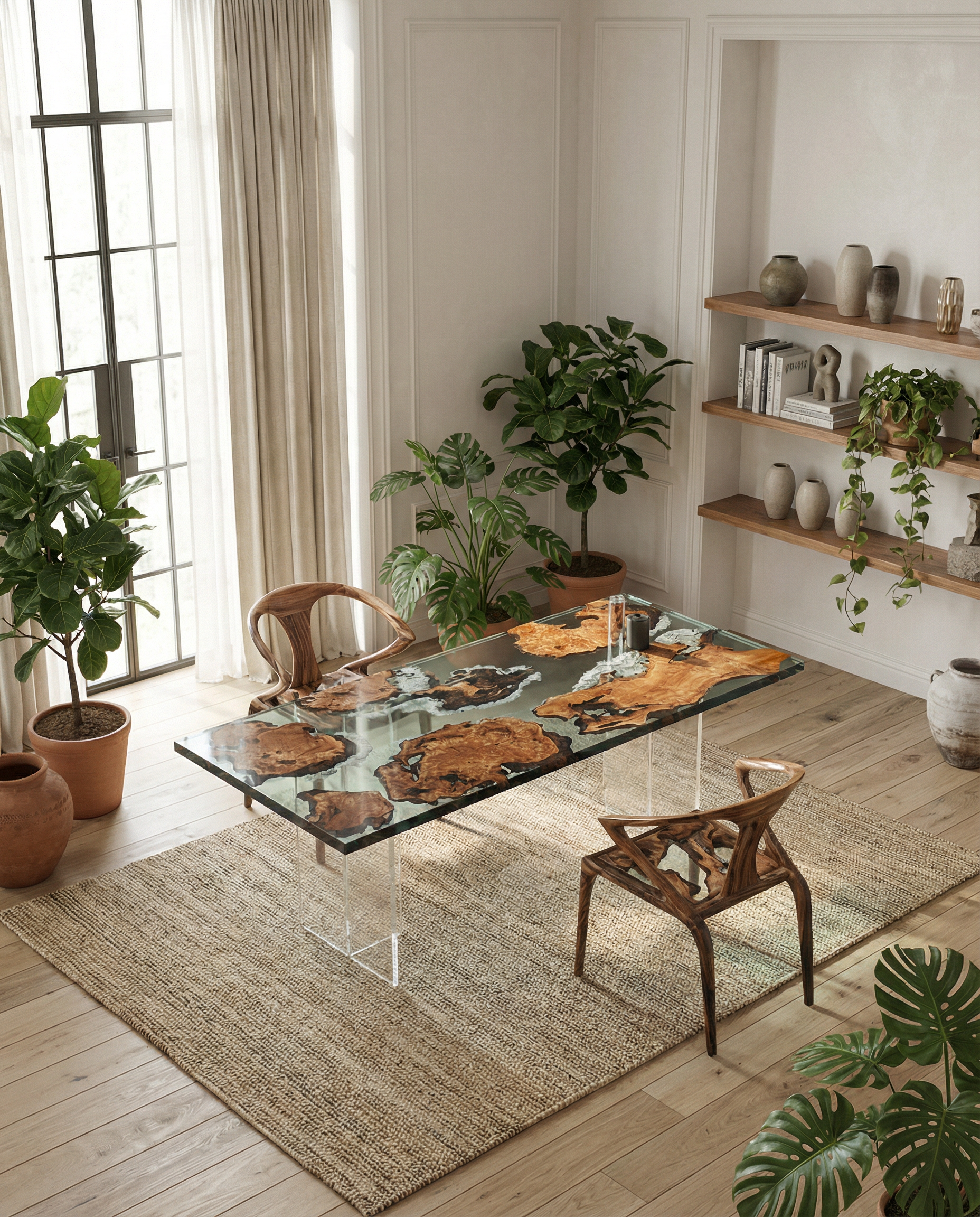 Burr Oak Epoxy Resin Dining Table | Handmade Furniture Design