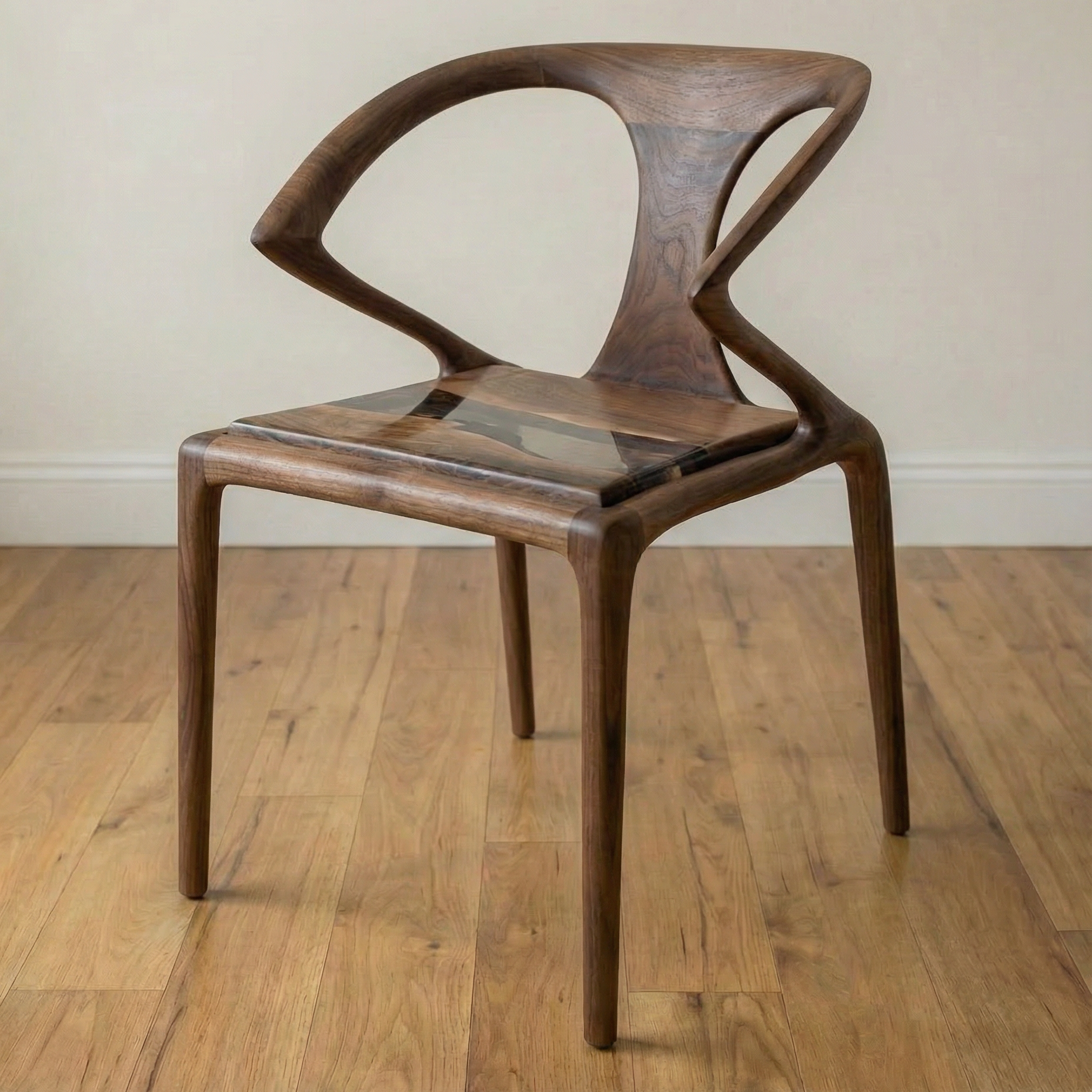 American Black Walnut & Epoxy Resin Ripple Chair