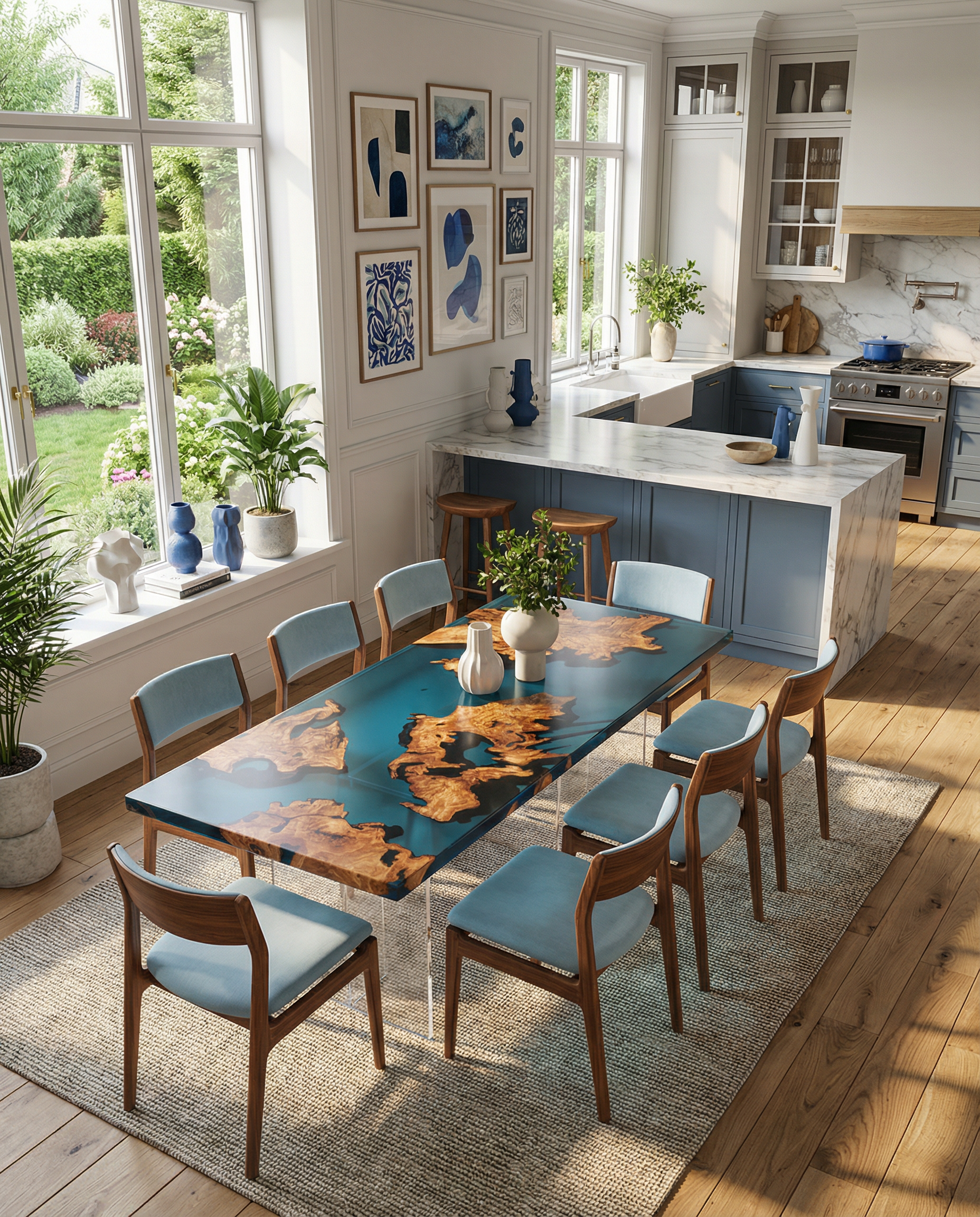 Burr Oak Epoxy Resin Dining Table | Handmade Furniture Design