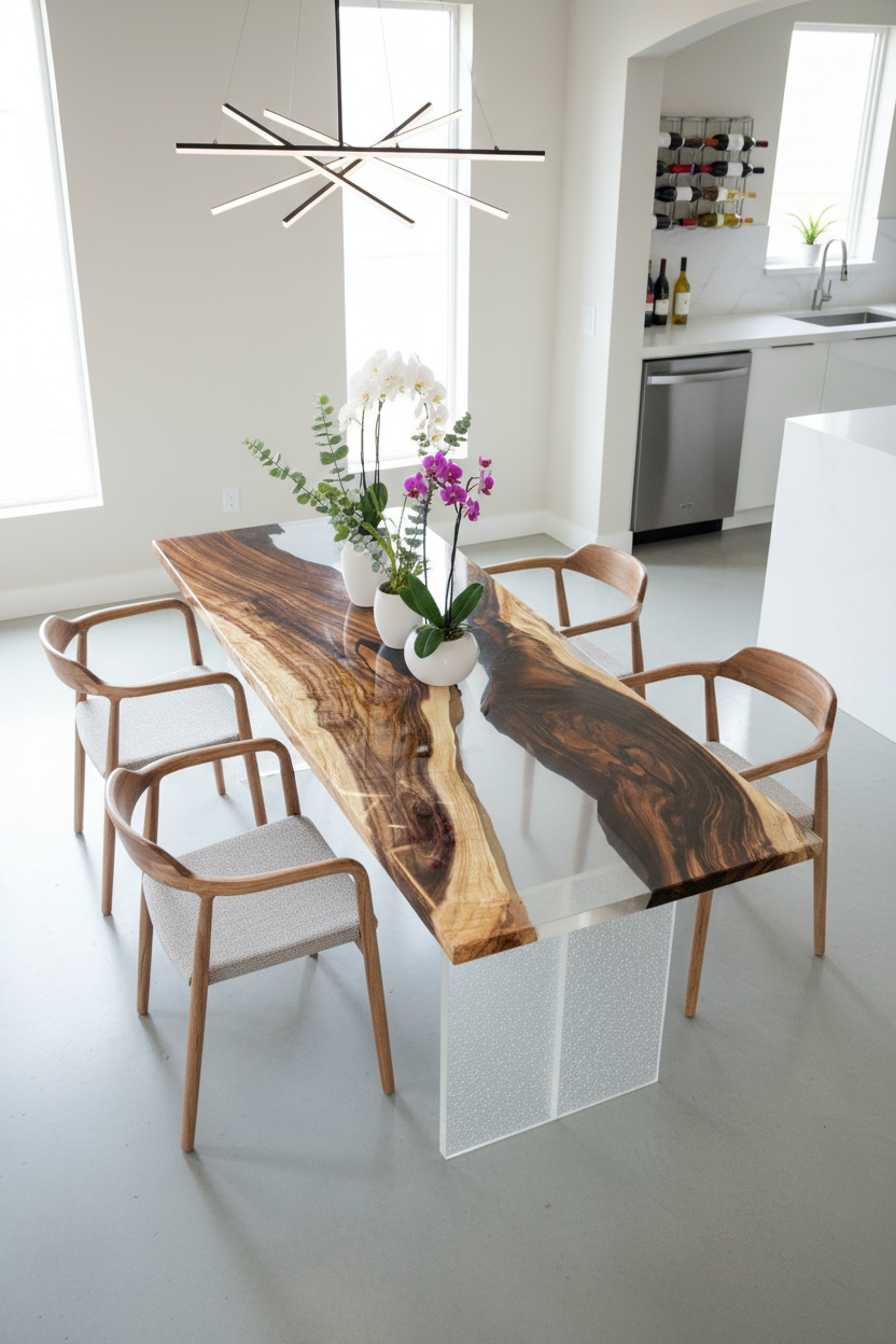 Suar Wood Epoxy Resin Table | Rustic Custom Furniture