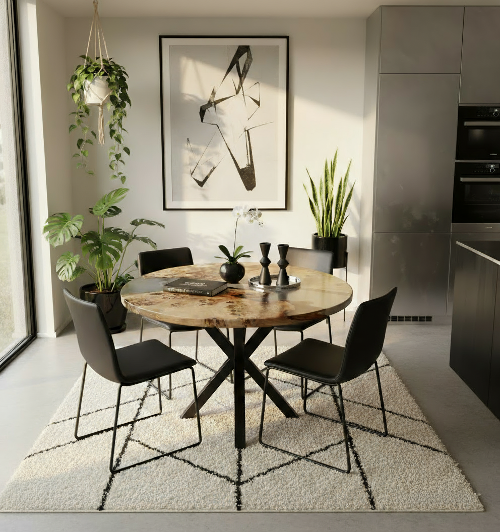 Poplar Epoxy Resin Round Table | Custom Handmade Contemporary Design