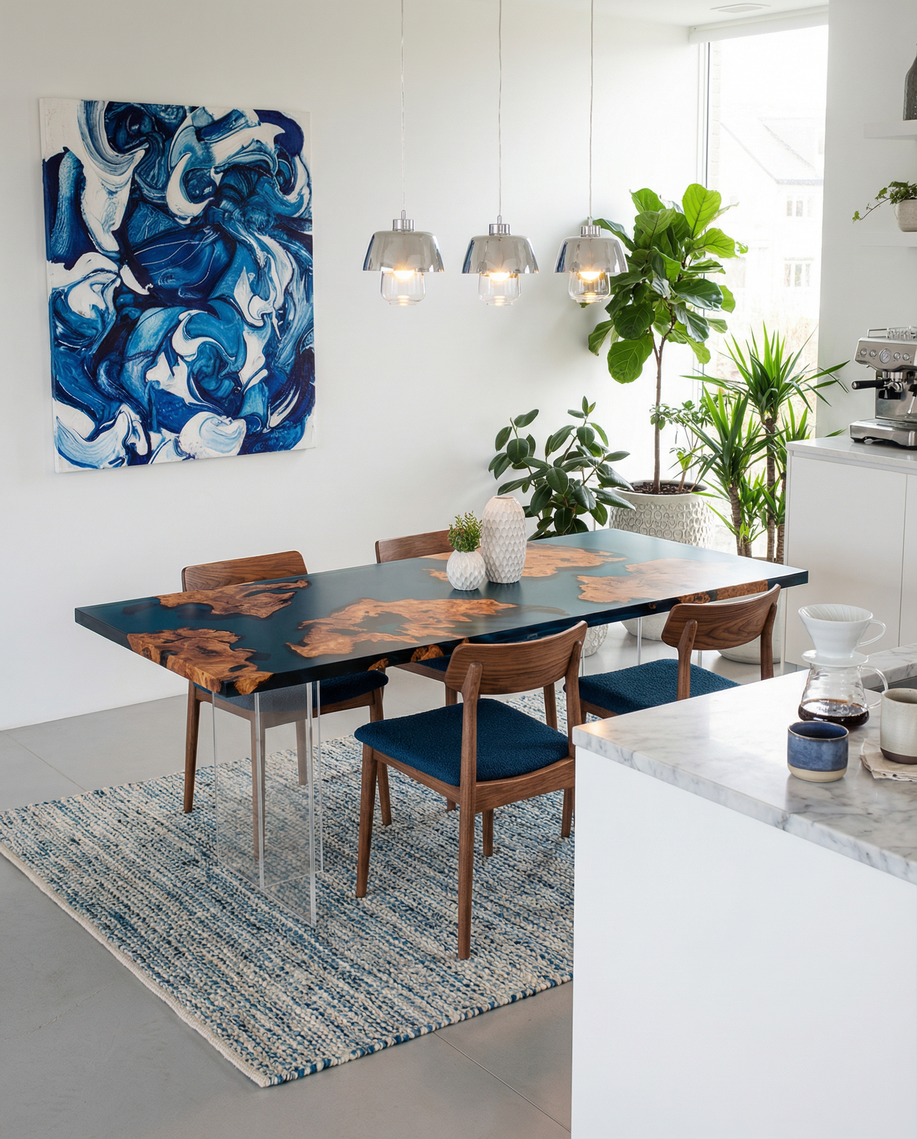 Burr Oak Epoxy Resin Dining Table | Handmade Furniture Design