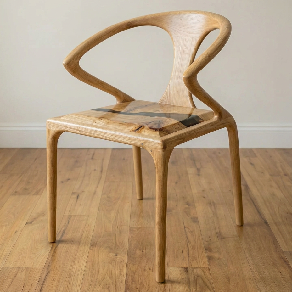 Ash & Epoxy Resin Ripple Chair