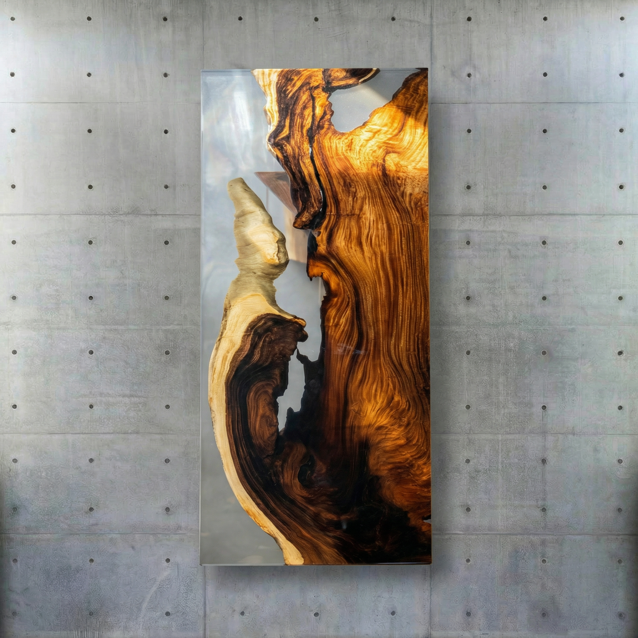 Crystawood Suar Wood Epoxy Resin Table - 157.5x43.3x2.0"