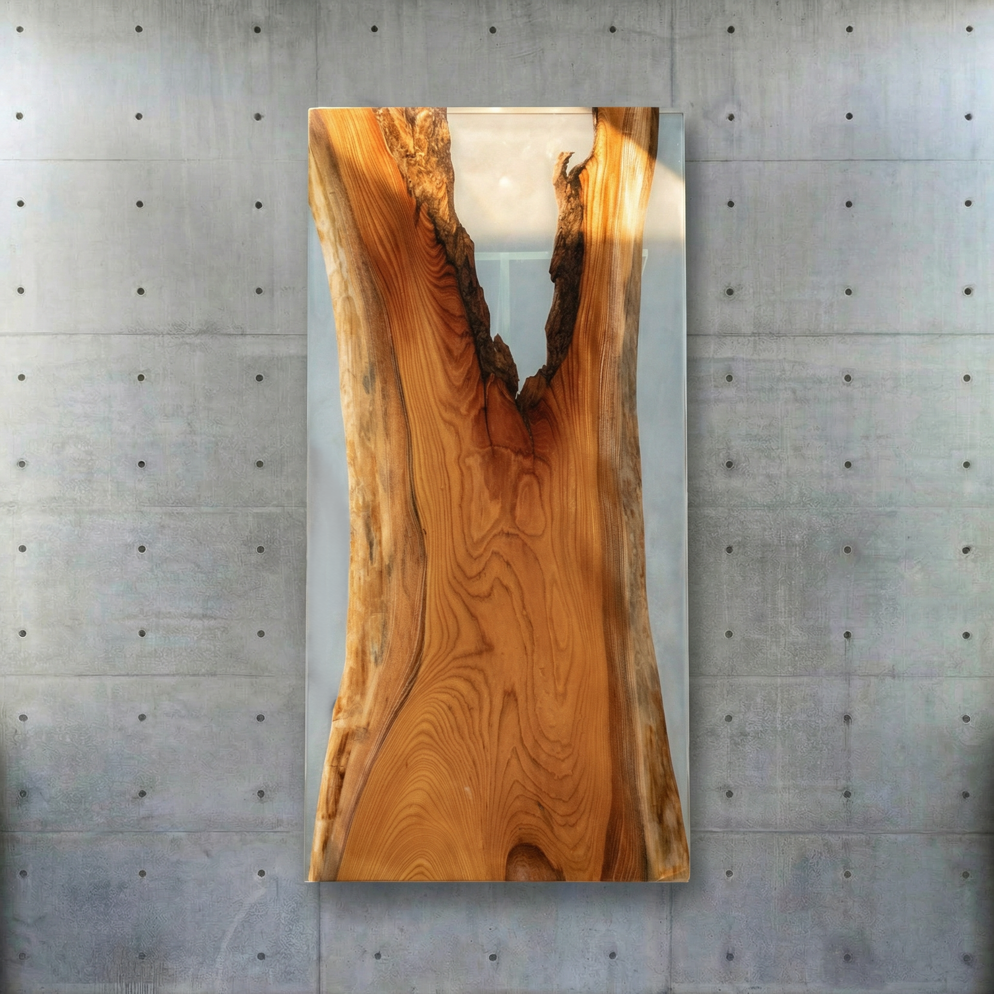 Crystawood Japanese Zelkova Epoxy Resin Table - 63.0x31.5x1.8"