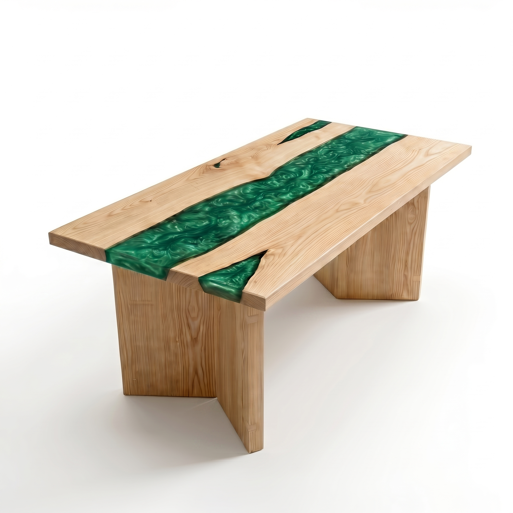 Ash Wood Green River Epoxy Table
