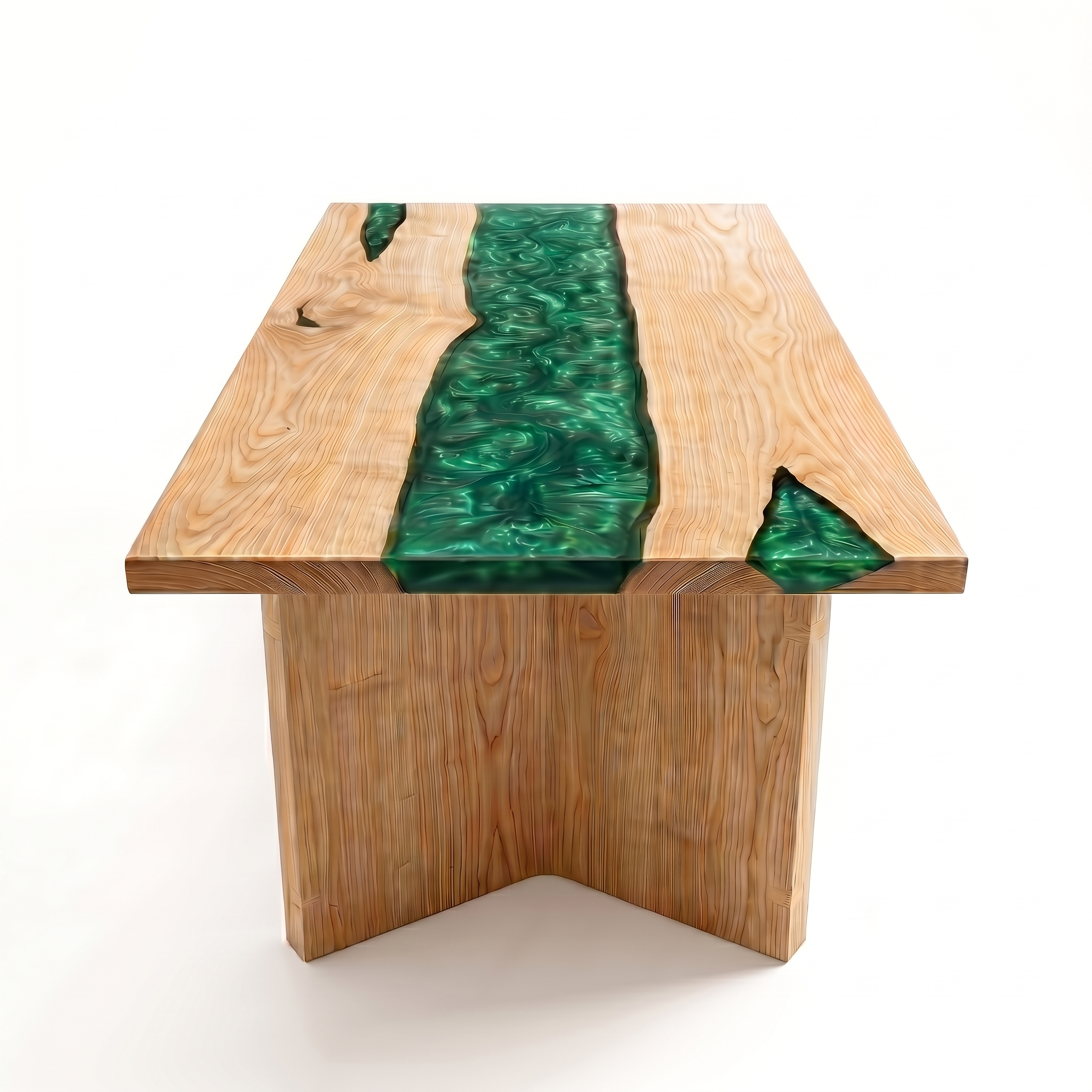Ash Wood Green River Epoxy Table