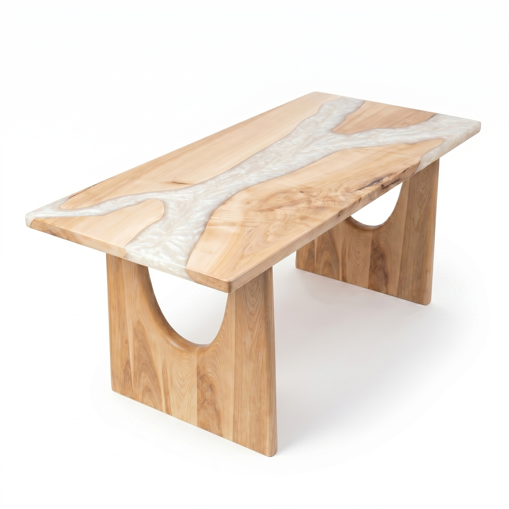 Ash Wood White River Epoxy Table