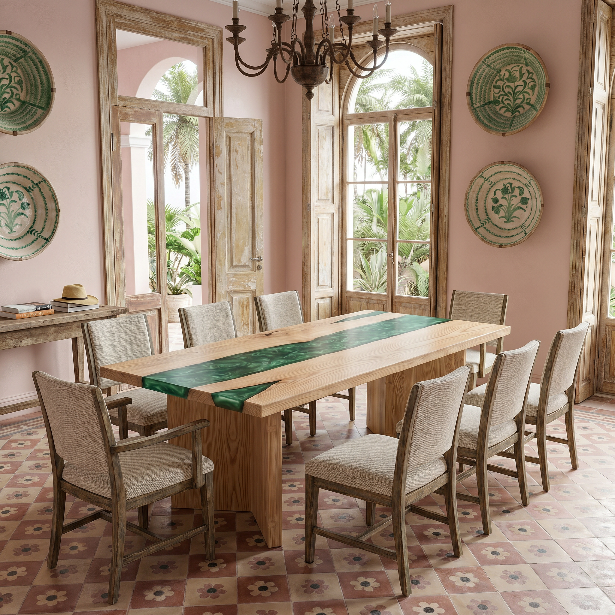 Ash Wood Green River Epoxy Table