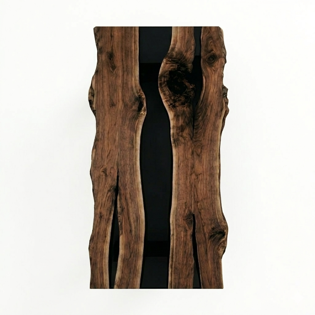 American Black Walnut Live Edge Black Epoxy Dining Table