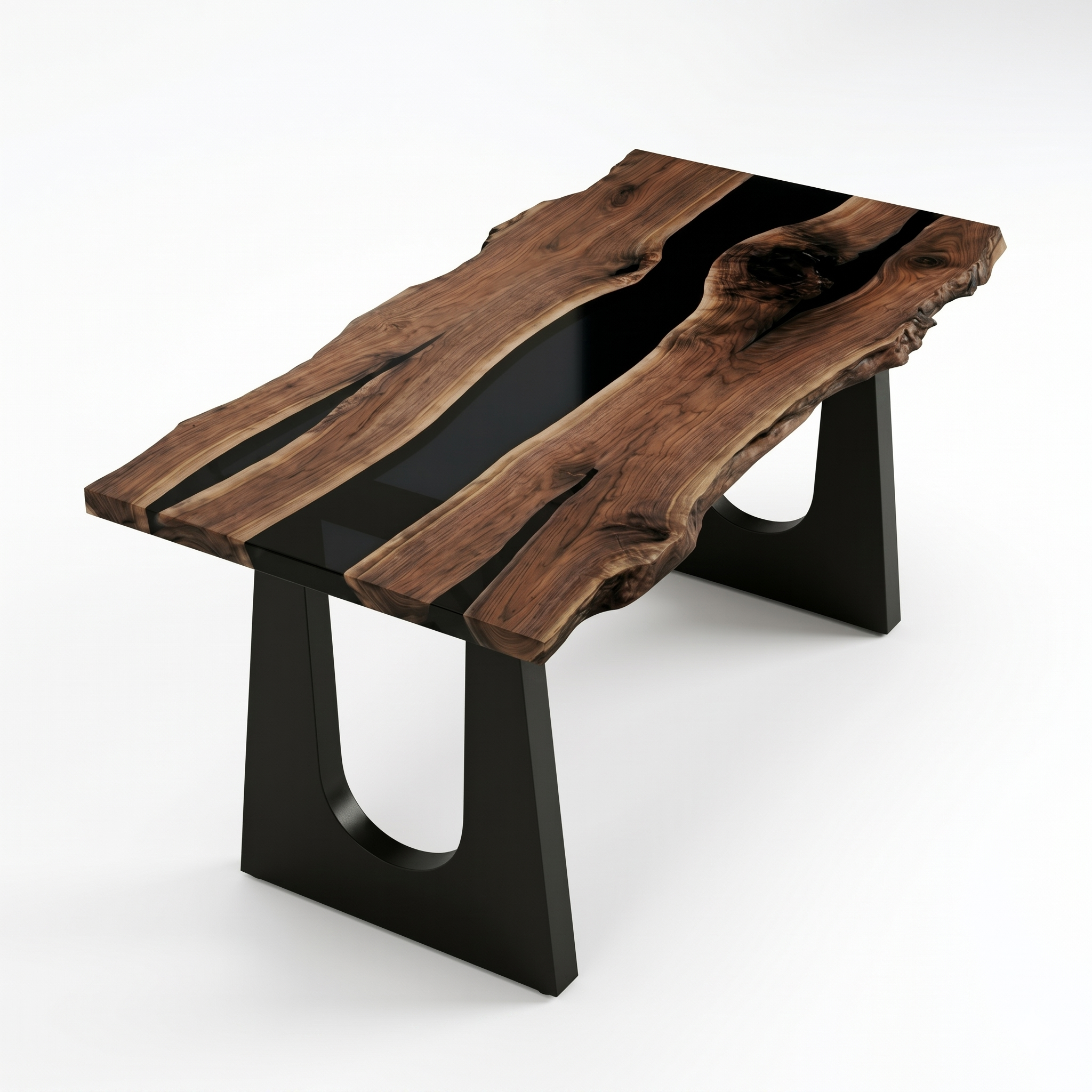 American Black Walnut Live Edge Black Epoxy Dining Table