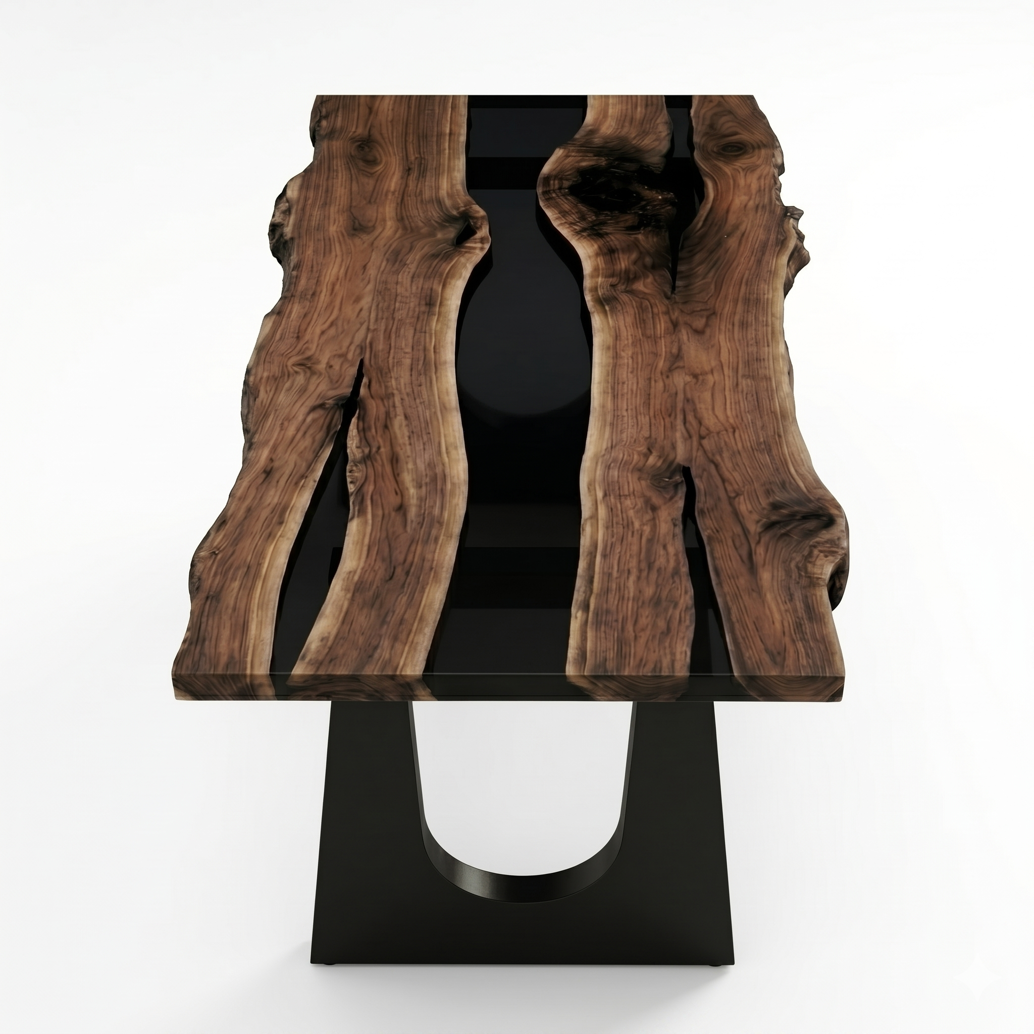 American Black Walnut Live Edge Black Epoxy Dining Table