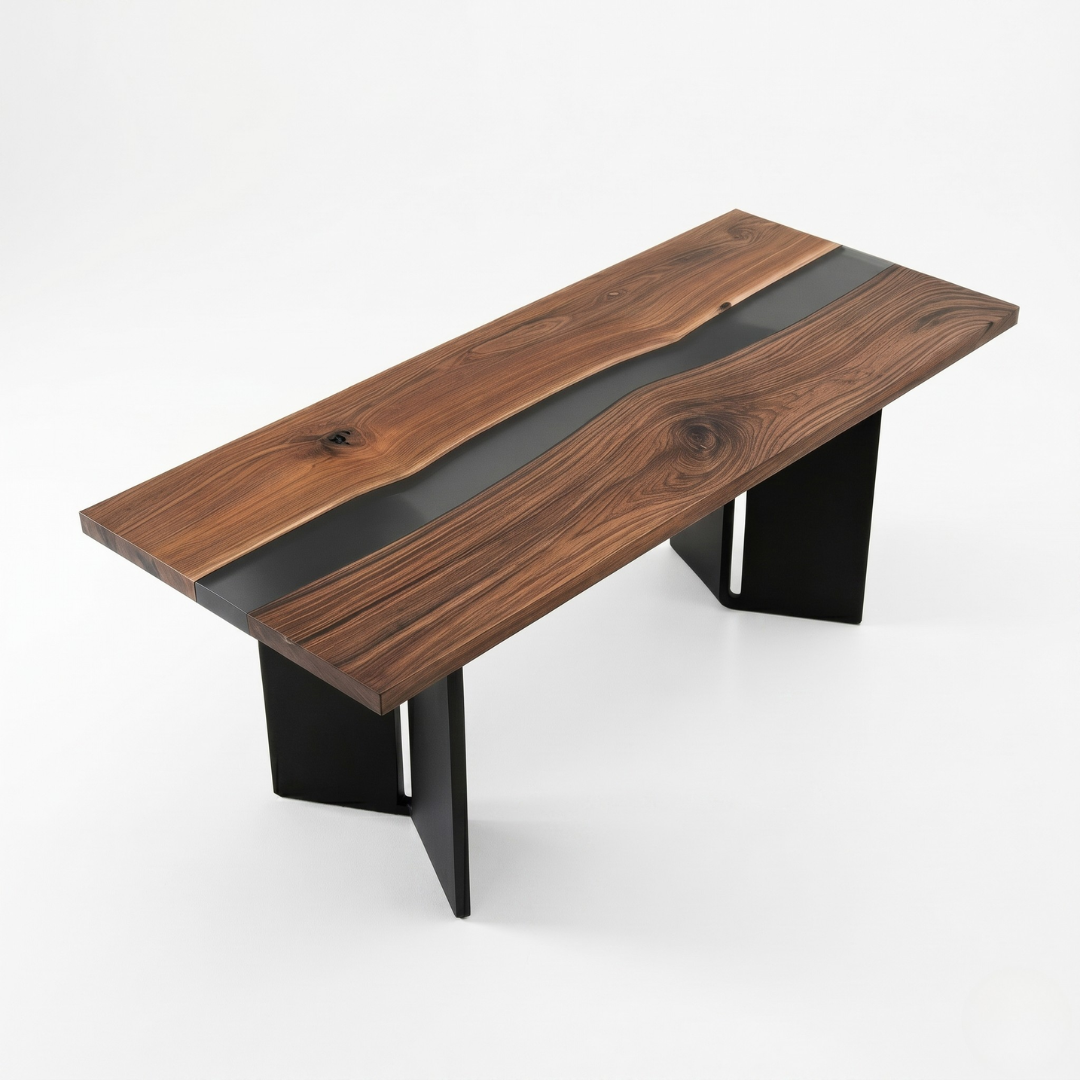 American Black Walnut Black River Epoxy Table