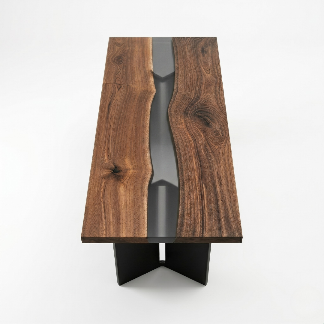 American Black Walnut Black River Epoxy Table