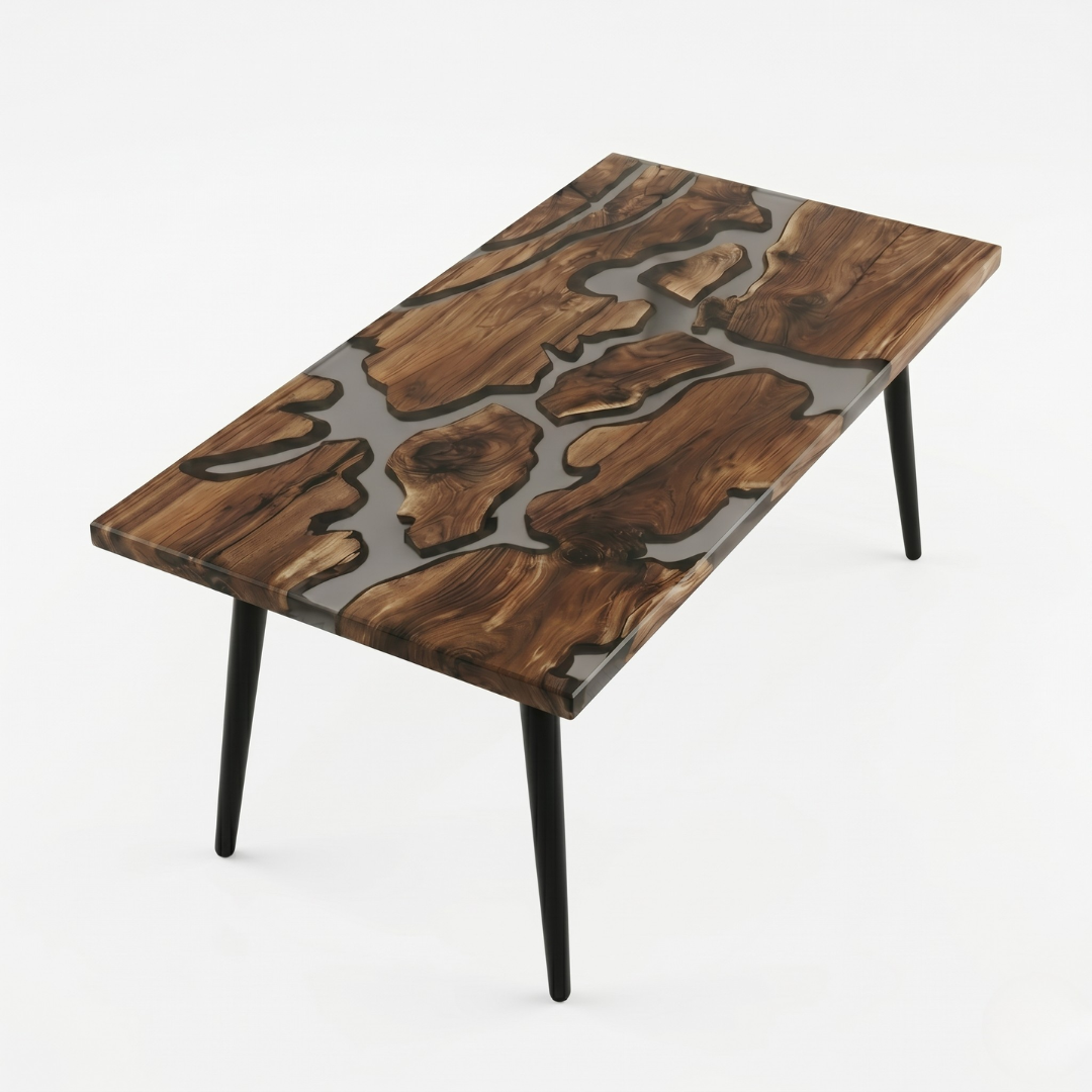American Black Walnut Grey Epoxy Dining Table