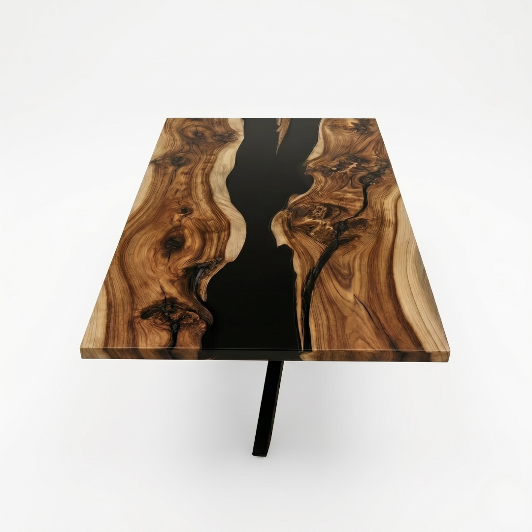 American Black Walnut Black River Epoxy Dining Table