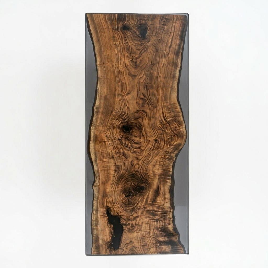 American Black Walnut Smoky Grey Resin Epoxy Dining Table