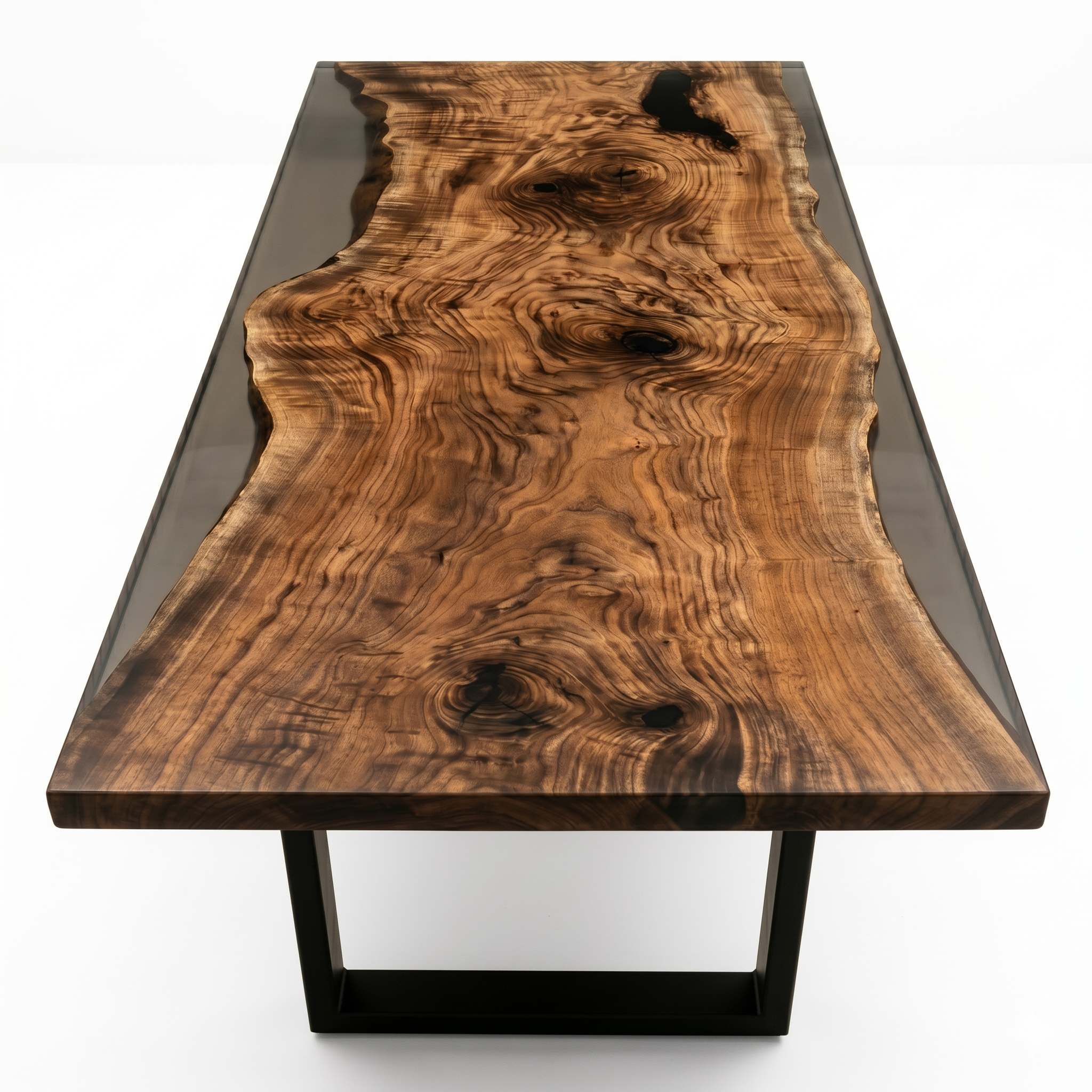 American Black Walnut Smoky Grey Resin Epoxy Dining Table