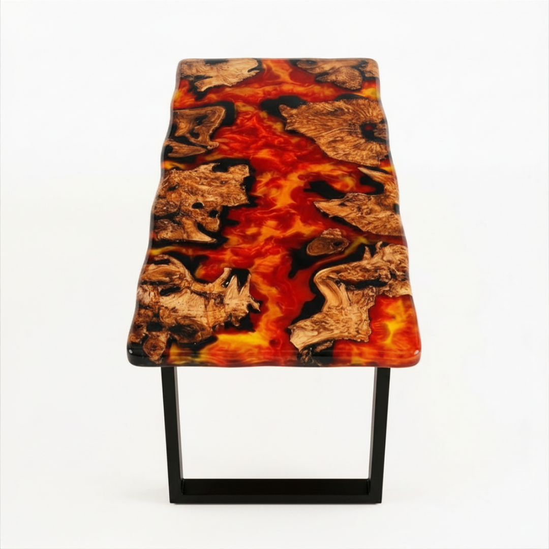 Burr Oak Red Lava Epoxy Dining Table