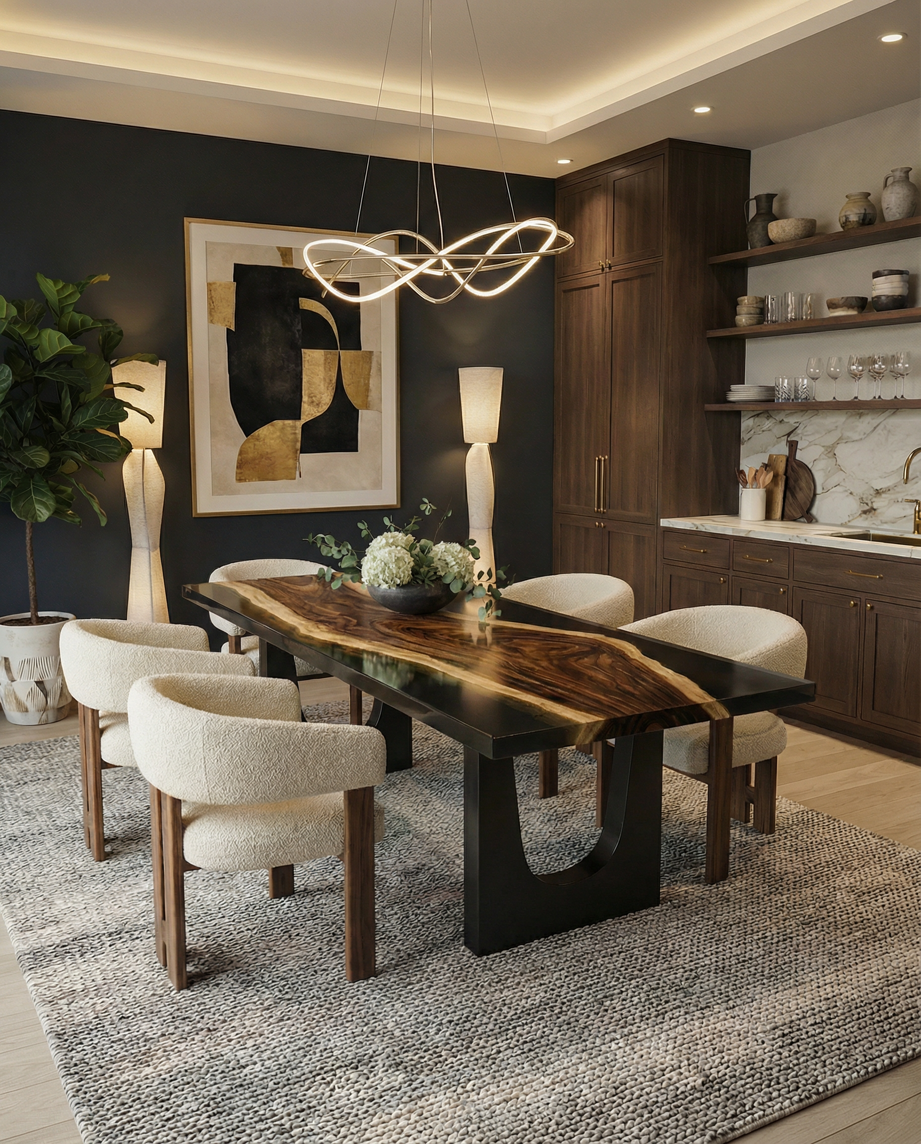 Suar Wood Epoxy Resin Table | Rustic Custom Furniture