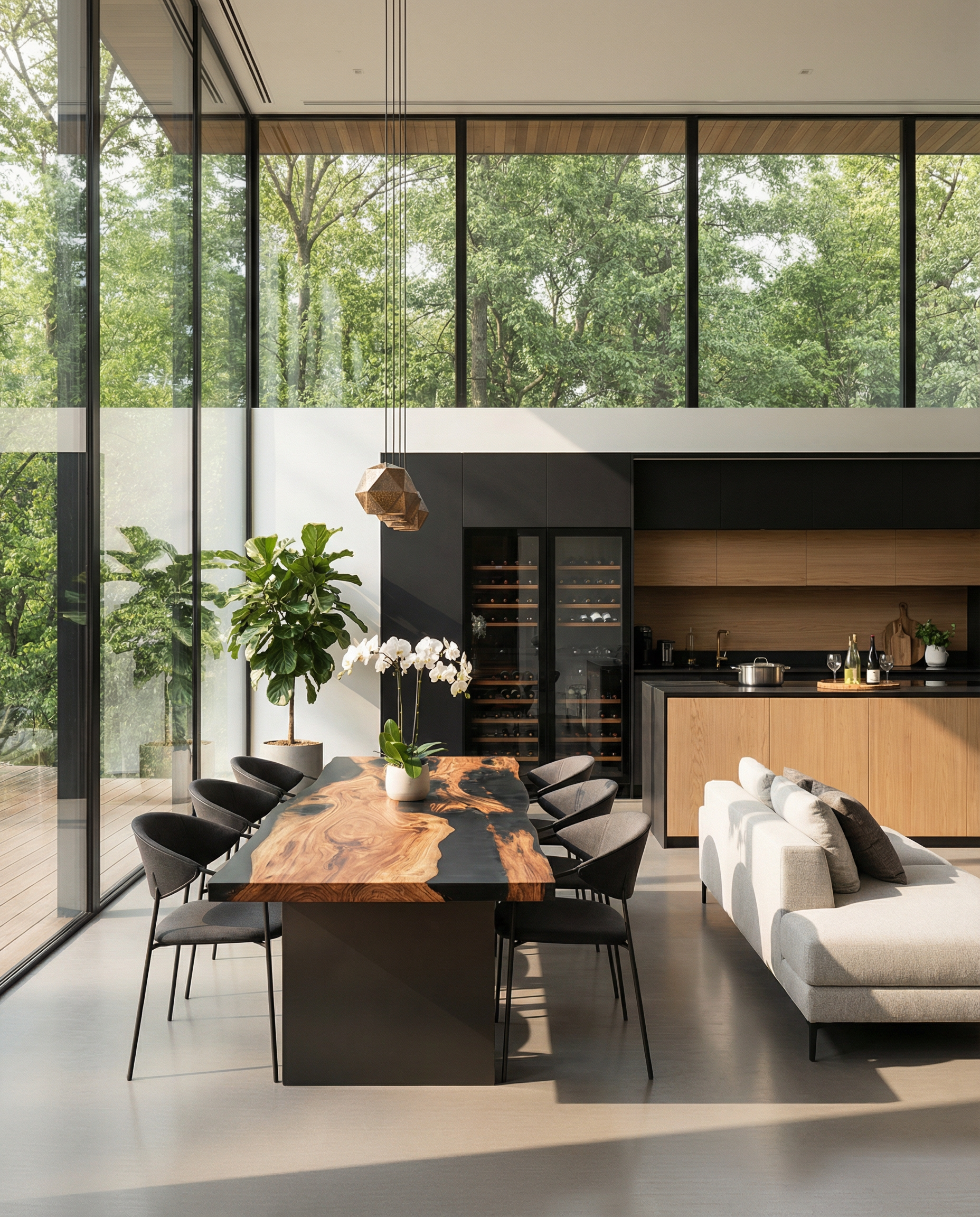 Italian Olive Wood Epoxy Resin Dining Table | Unique Artisan Furniture