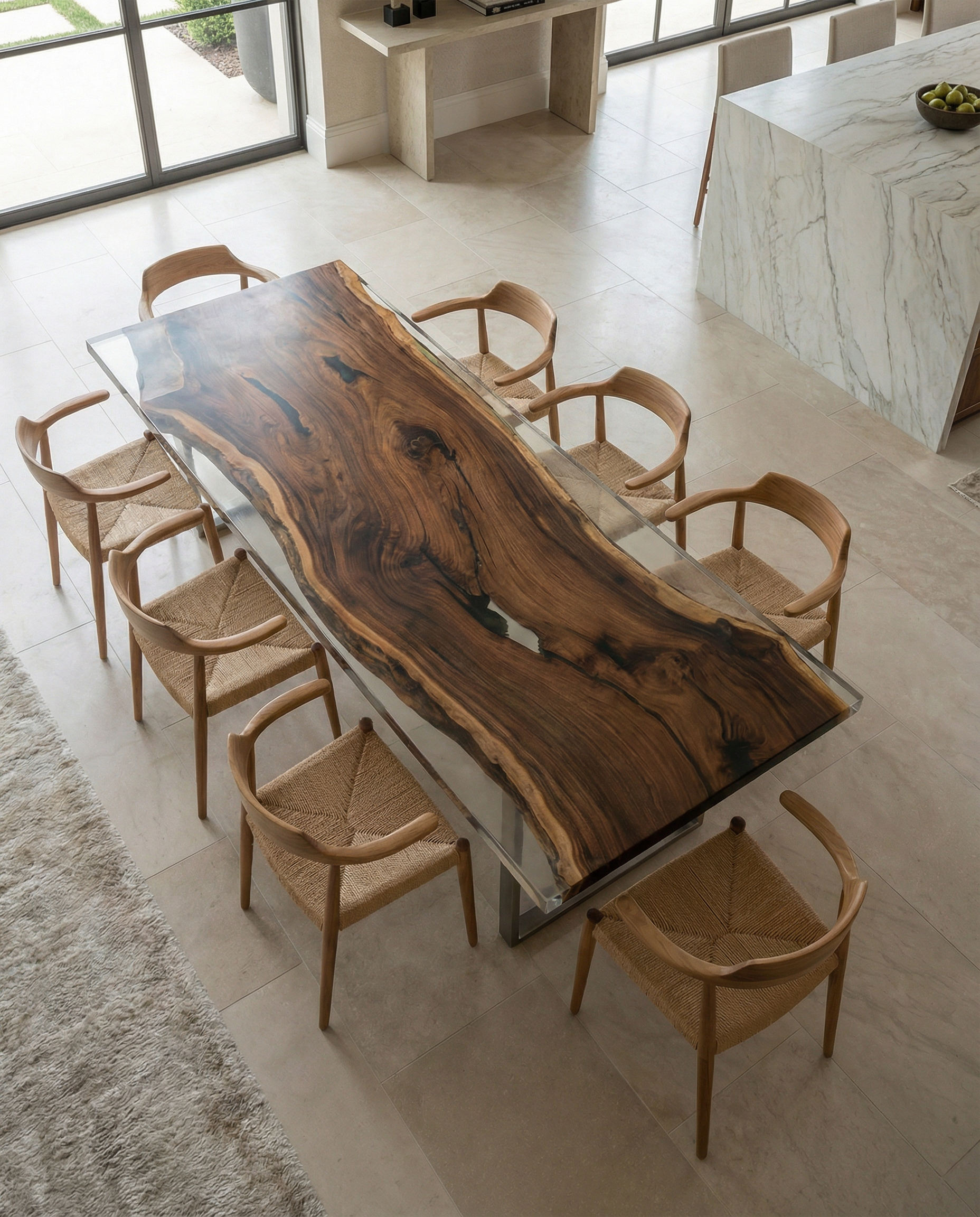Ebony Wood Epoxy Resin Dining Table | Modern Custom Wood Craftsmanship
