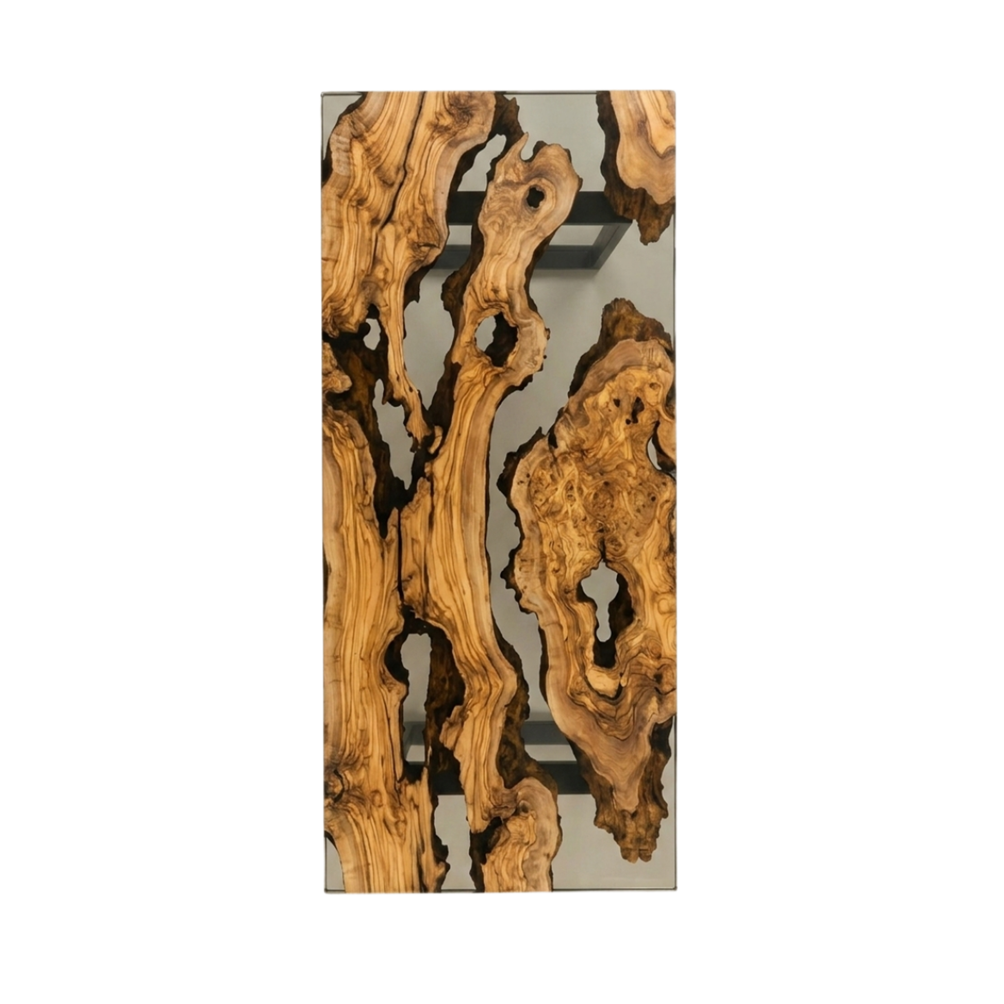Light Grey Epoxy Olive Wood Dining Table