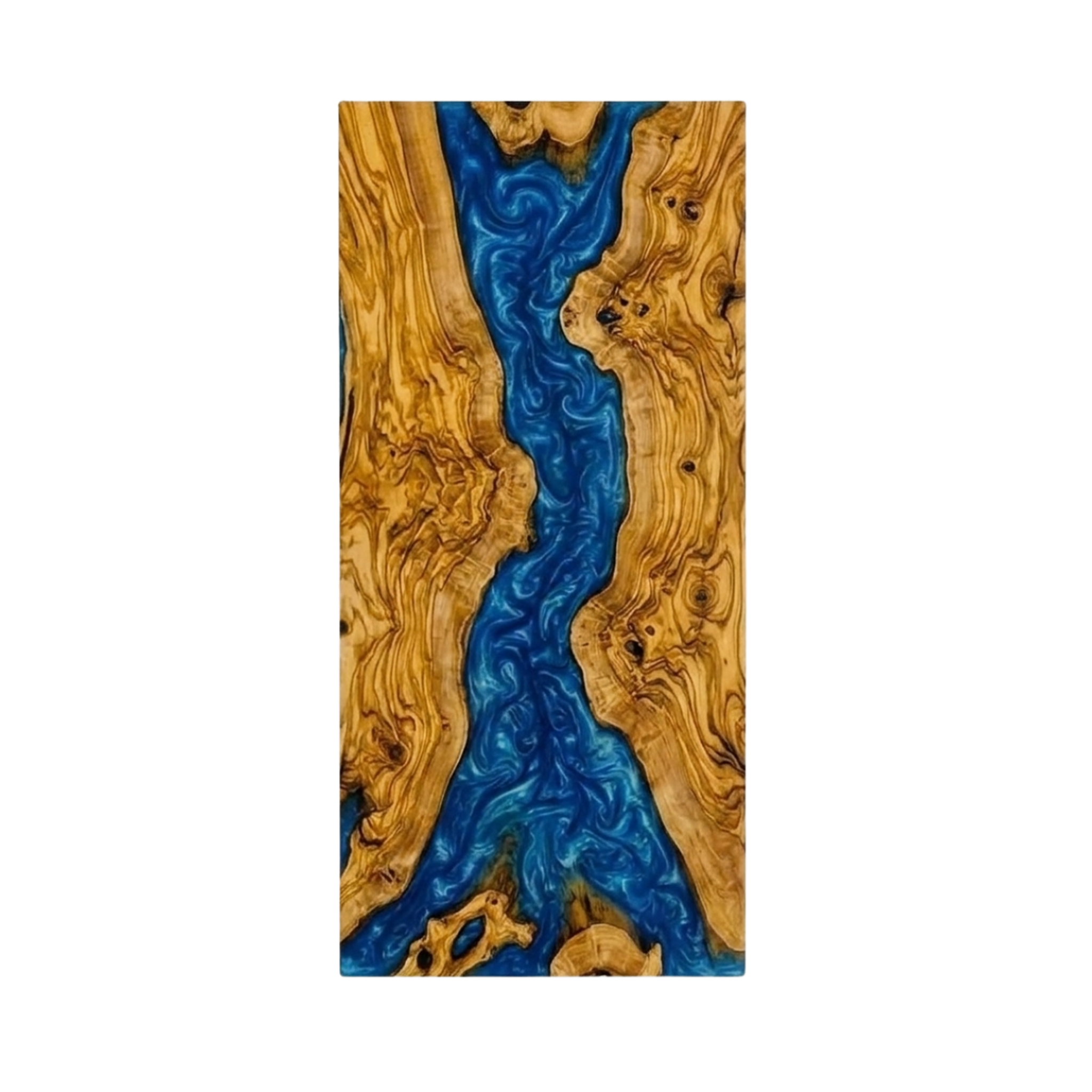 Olive Wood Blue Wave Epoxy River Dining Table