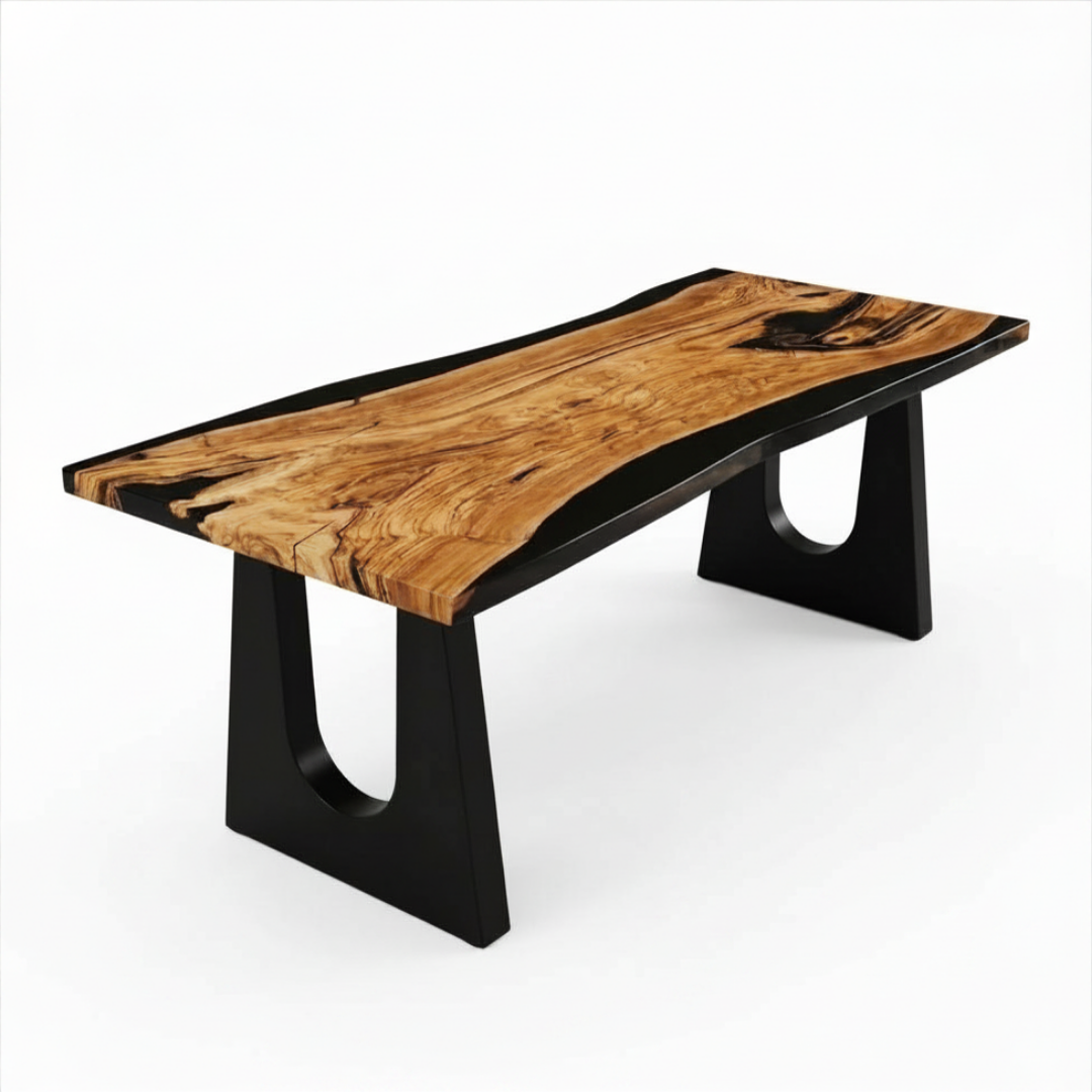 Italian Olive Pennsylvania Style Black Epoxy Dining Table