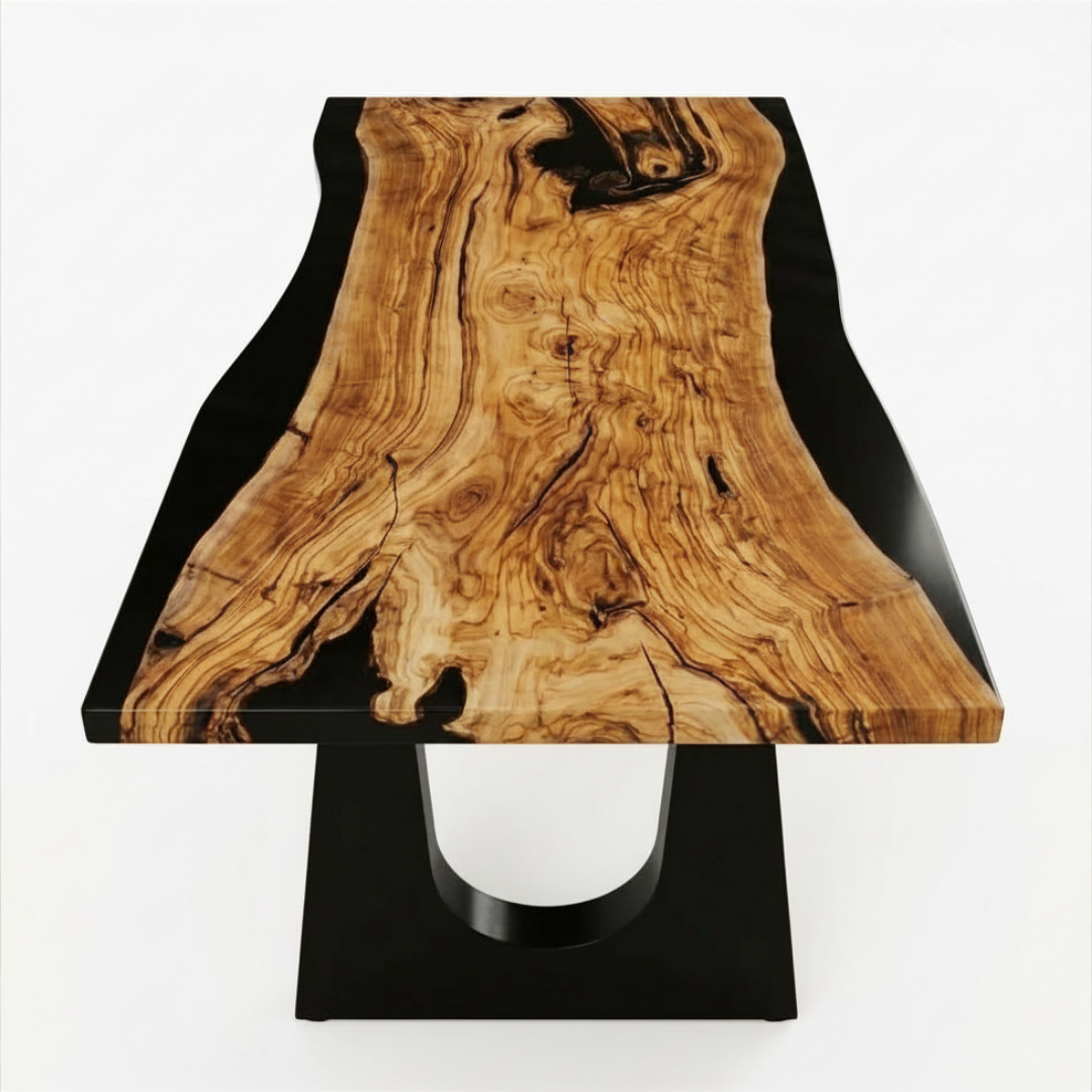 Italian Olive Pennsylvania Style Black Epoxy Dining Table