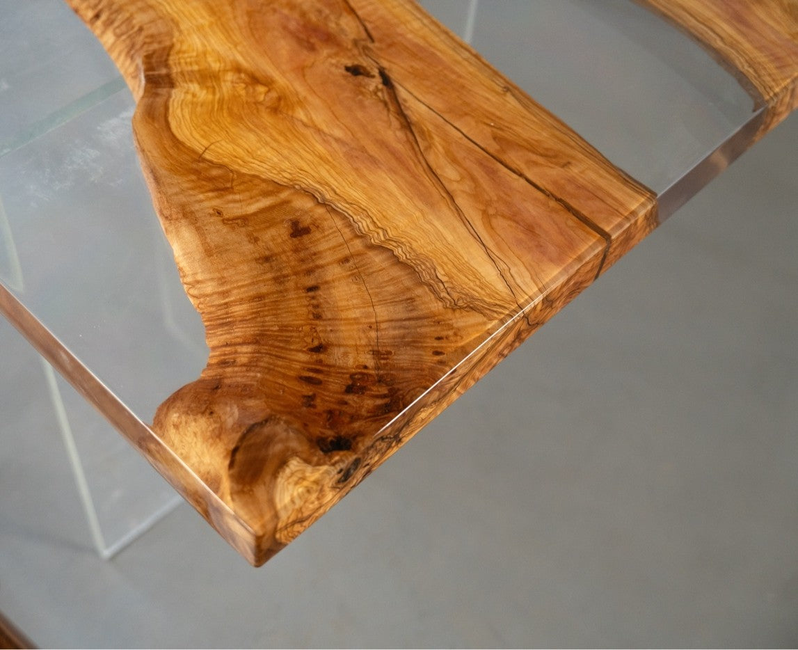 Italian Olive Wood Epoxy Resin Dining Table | Unique Artisan Furniture