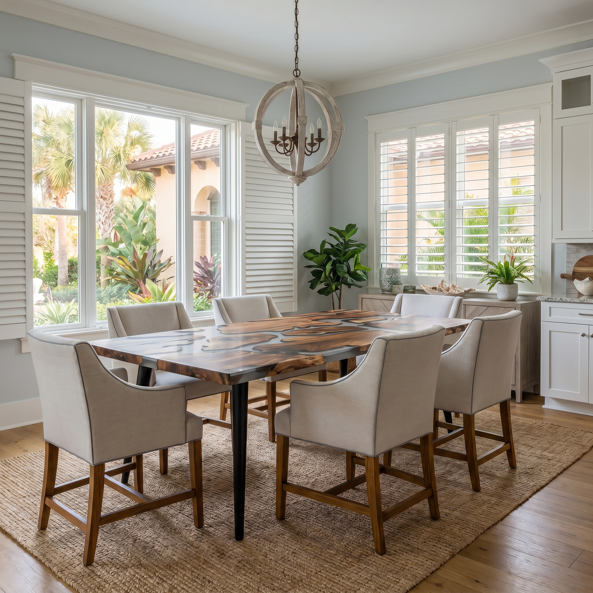 American Black Walnut Grey Epoxy Dining Table