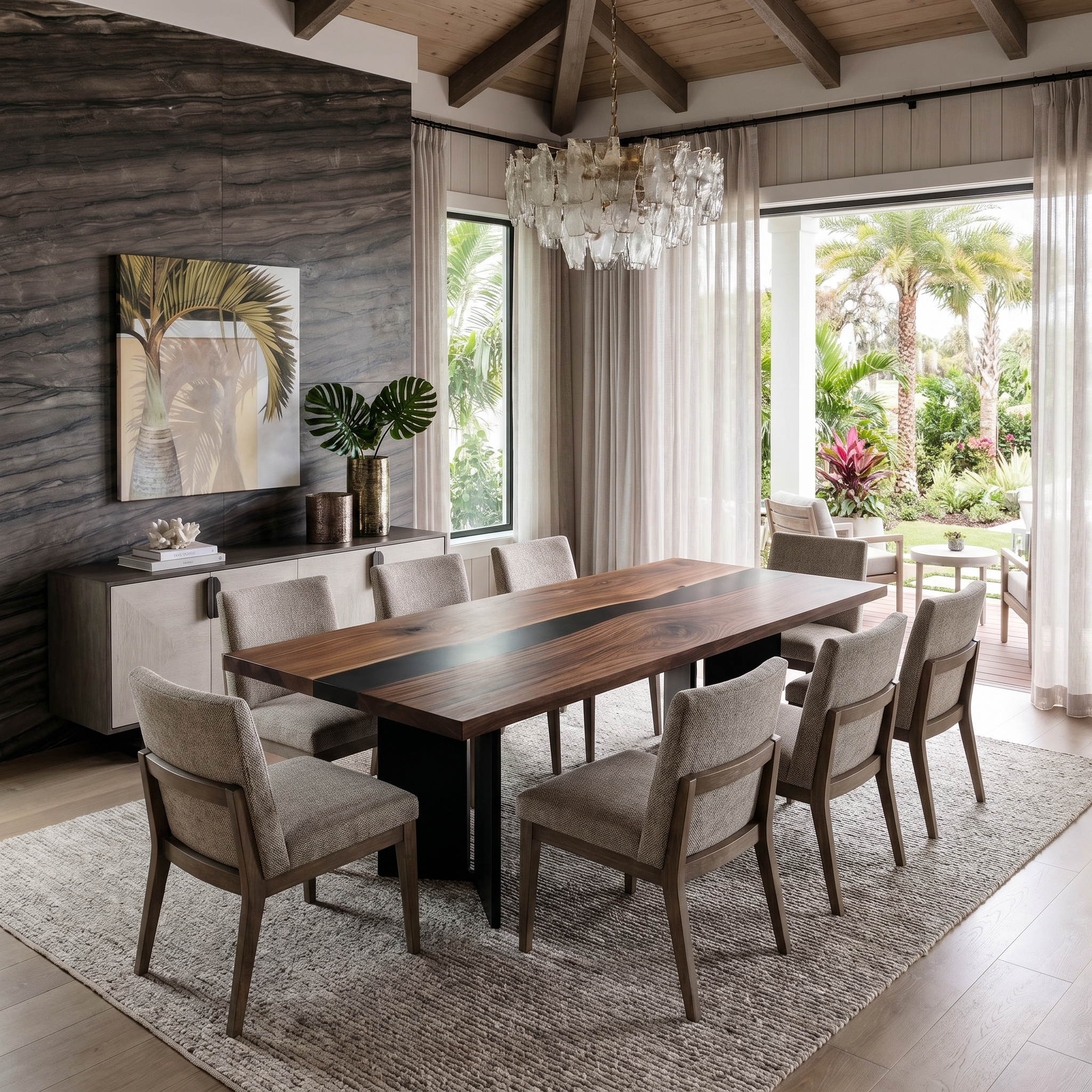American Black Walnut Black River Epoxy Table