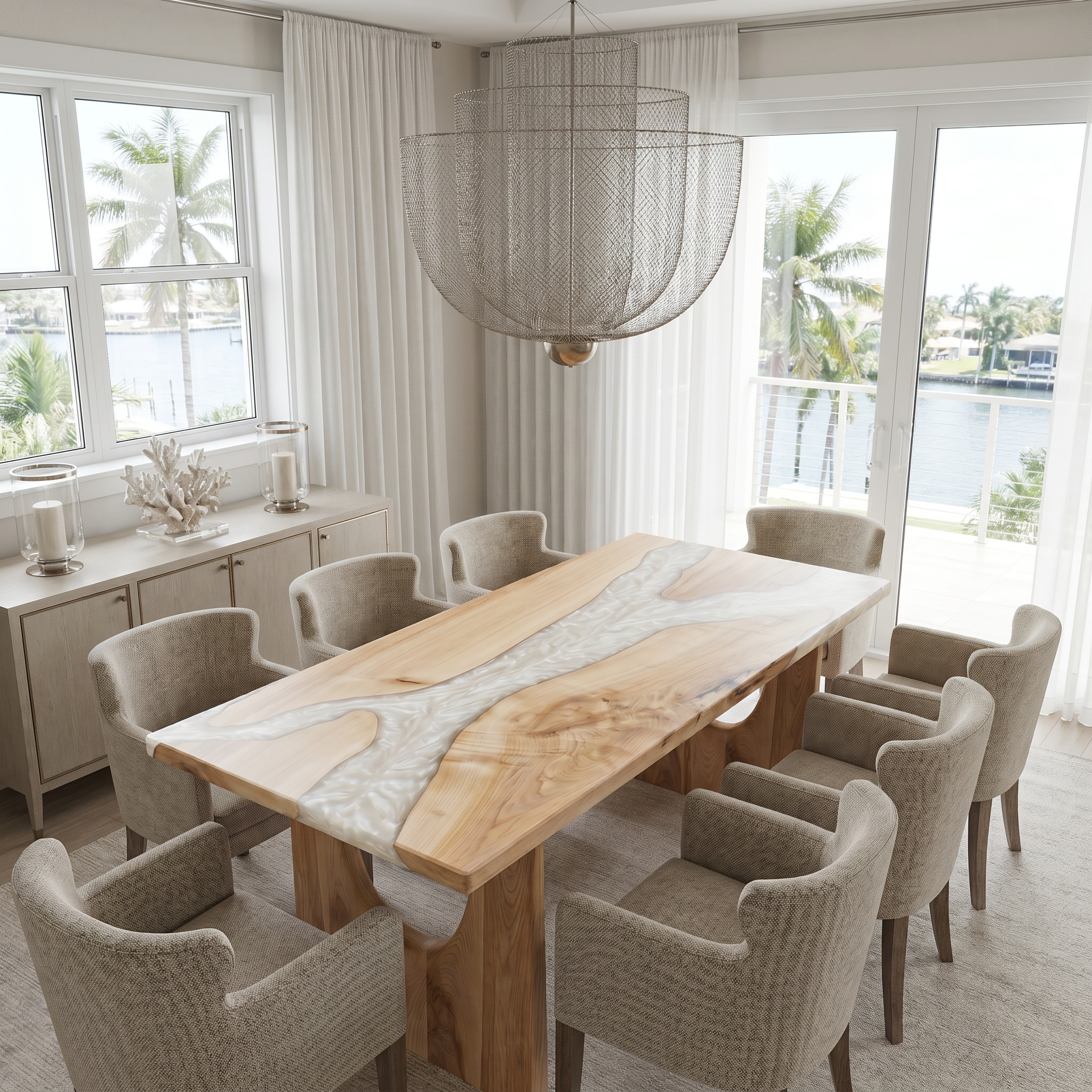 Ash Wood White River Epoxy Table