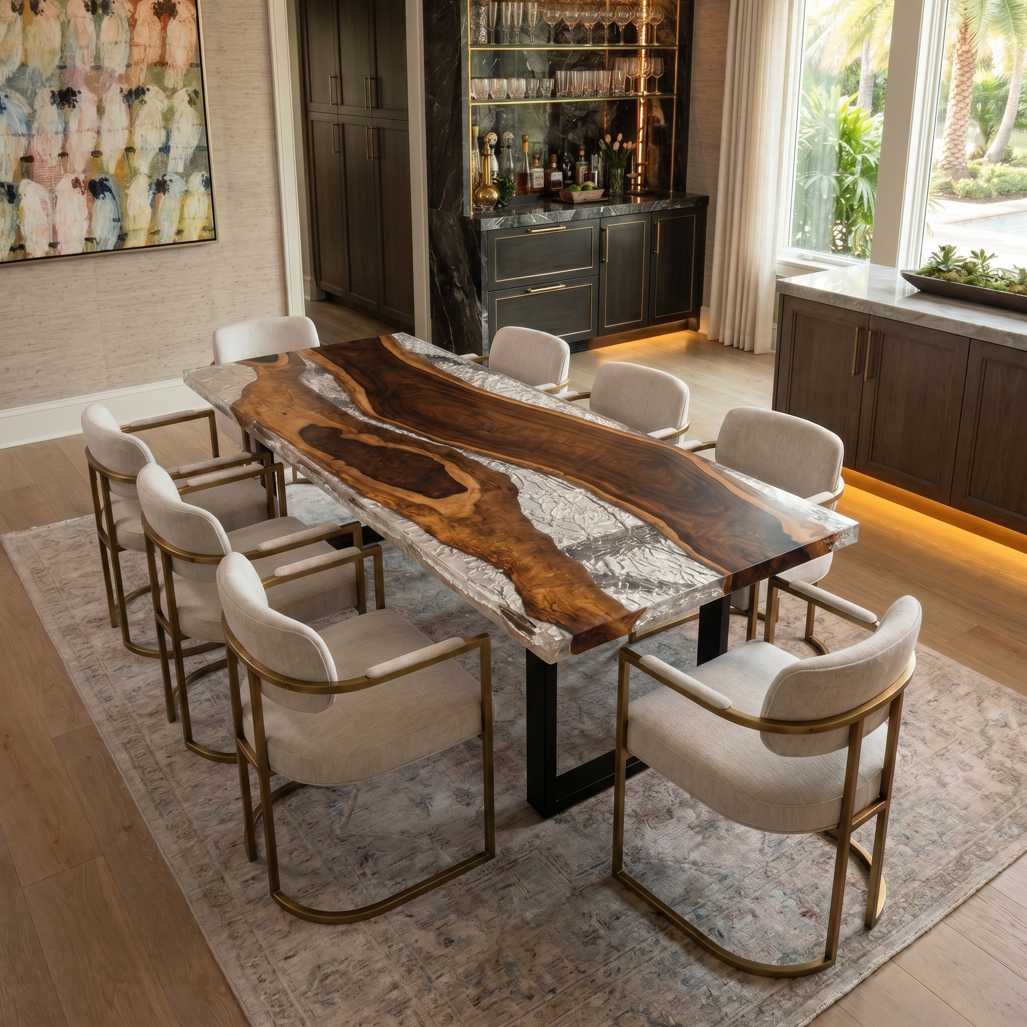 Ebony Crystal Epoxy Dining Table